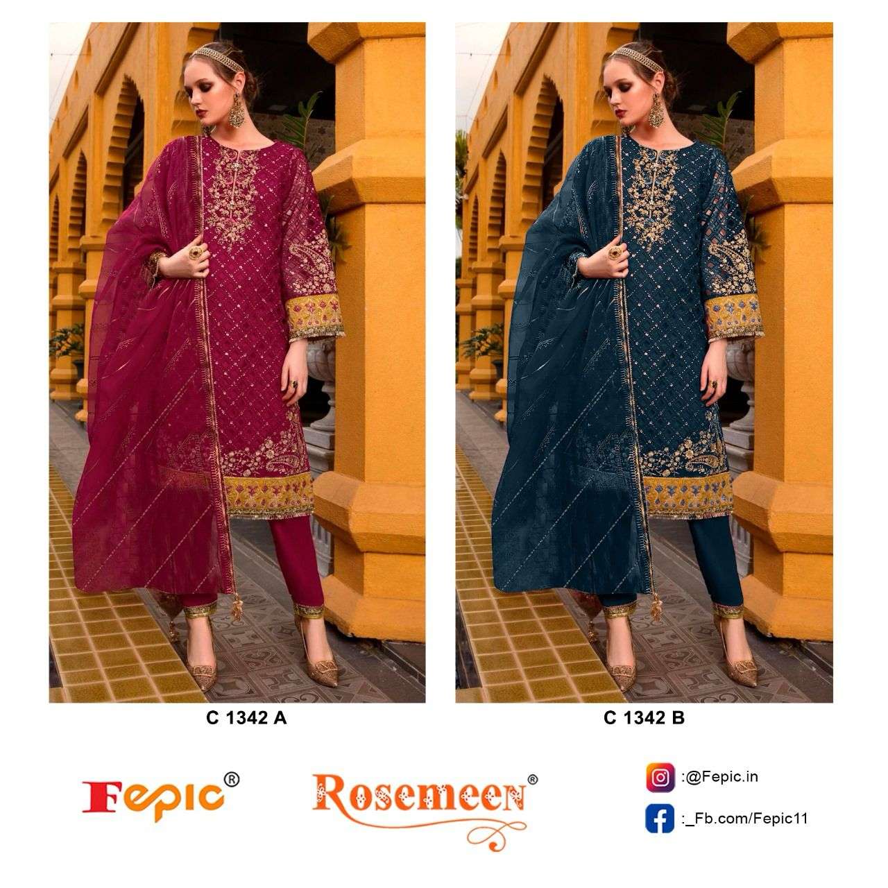 Fepic C 1342 Colors Straight Style Pakistani Suit Festive Collection view 5