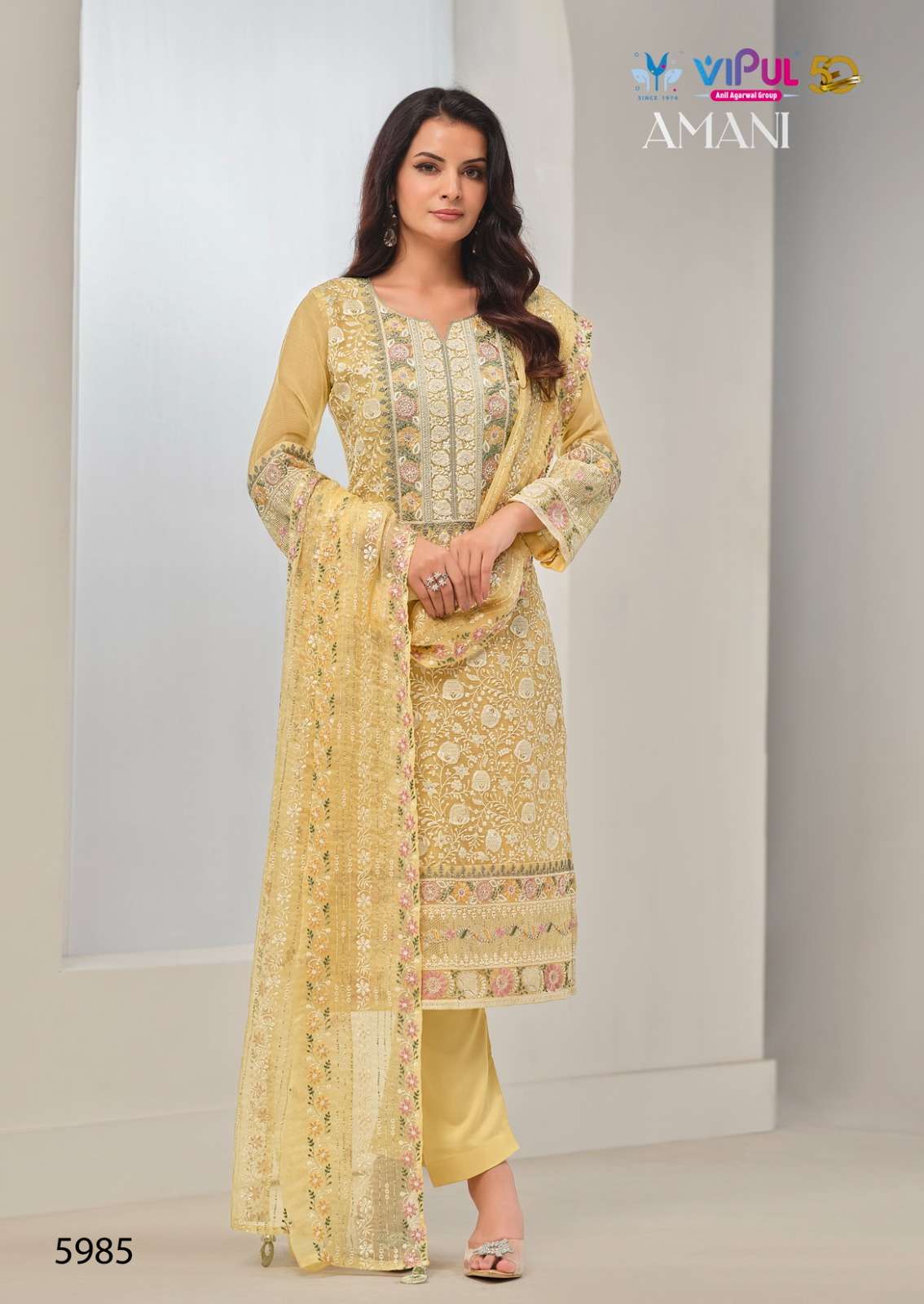 Vipul Fashion Amani 5981 To 5986 Designer Organza Partywear Suit view 16