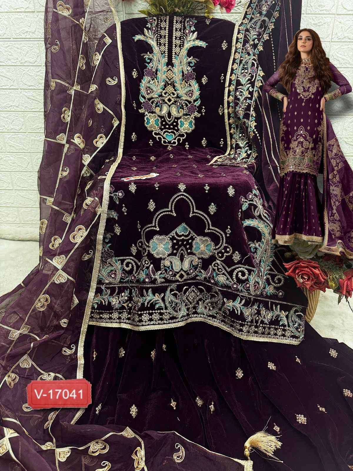 Fepic V 17041 Colors Latest Designer Velvet Suit view 4