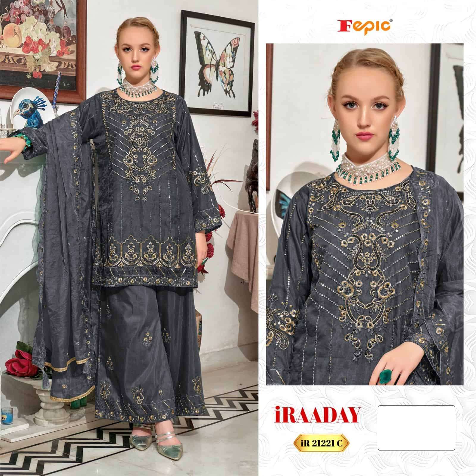 Fepic IR 21221 Colors Pakistani Style Organza Embroidered Salwar Suit Collection view 3