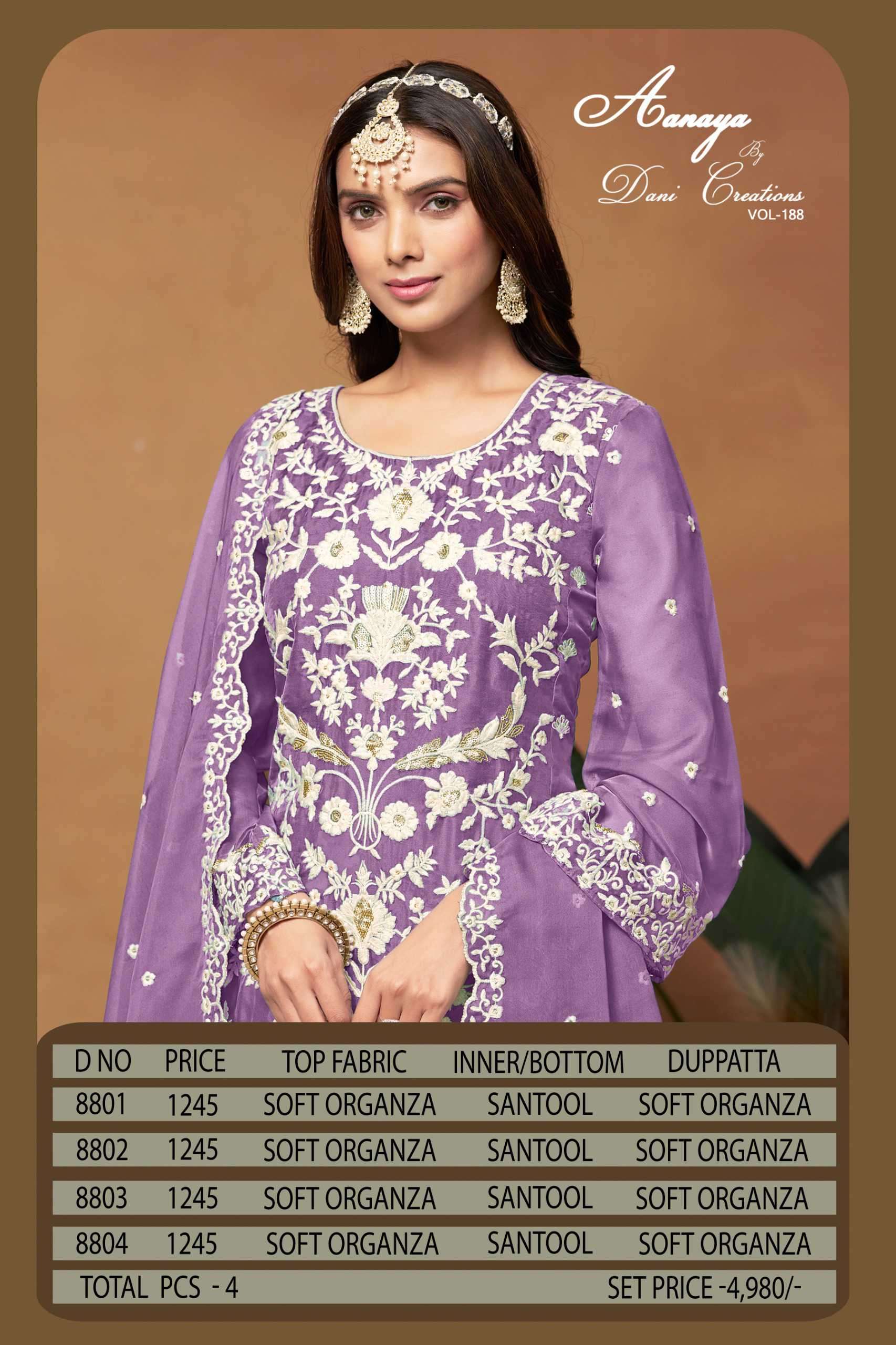 Aanaya Vol 188 8801 To 8804 Designer Organza Dress Catalog Exporters view 10
