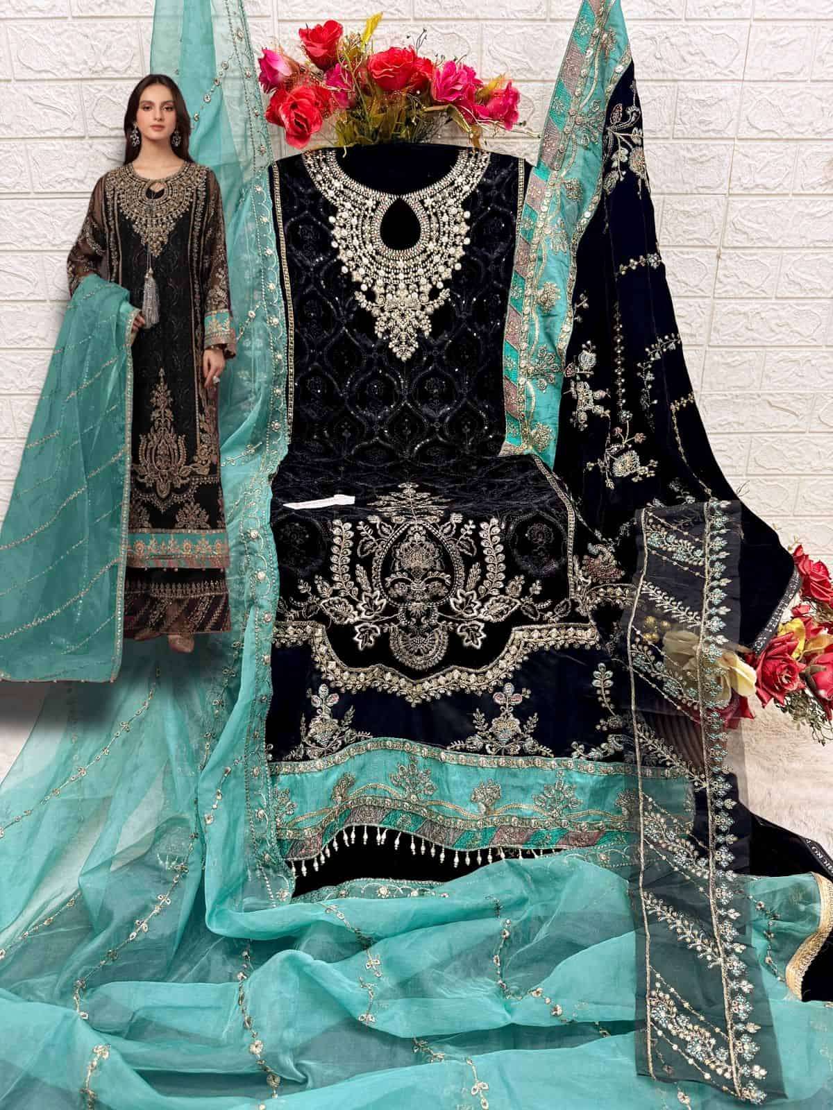 Fepic V 17038 Colors Pakistani Style Designer Velvet Suit Wholesalers view 5
