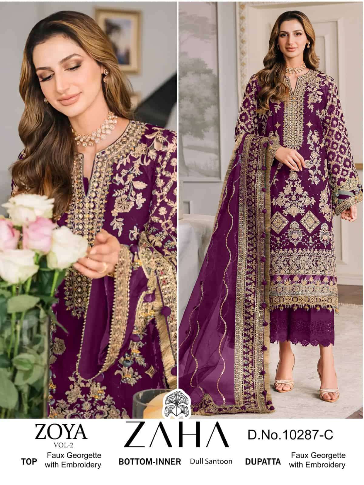 Zaha 10287 C Heavy Embroidered Party Wear Suit