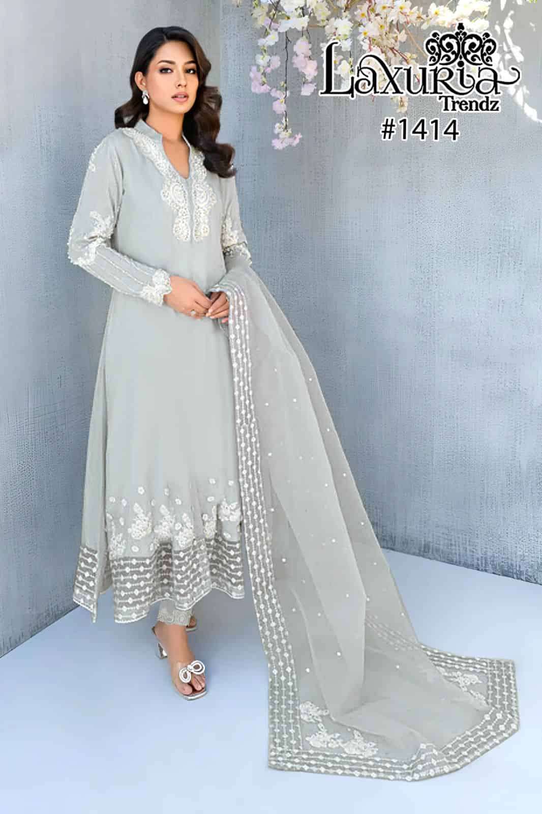 Laxuria Trends 1414 Latest Fancy Embroidered Designer Kurti Bottom Duptta Set Exporter view 4