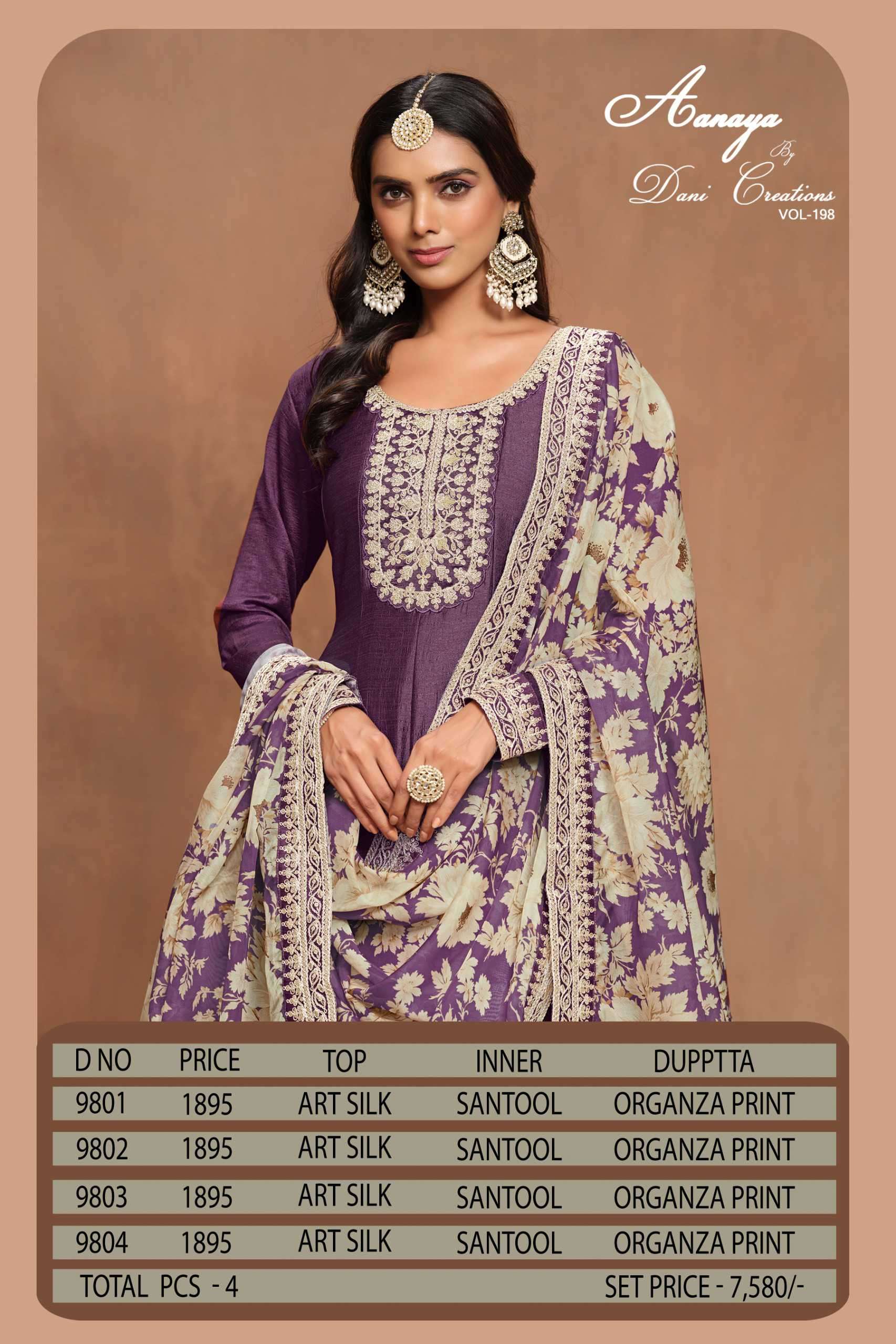 Aanaya Vol 198 Art Silk Wedding Salwar Suit view 9