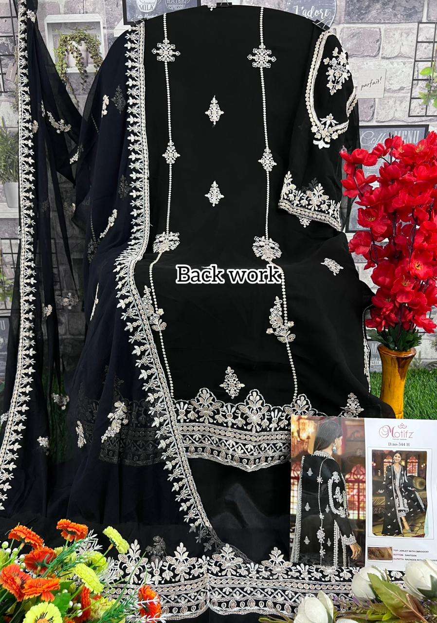 Motifz 344 H Embroidered Unstitched Dress view 3