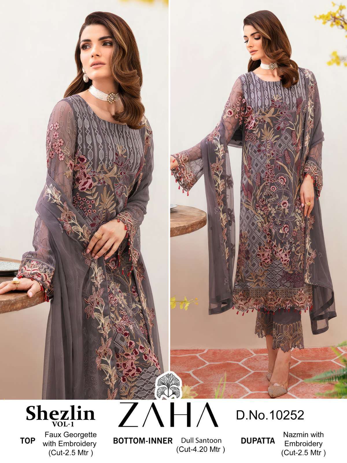 Zaha Shezlin Vol 1 10250 To 10252 Designer Pakistani Suit Catalog Wholesales view 4