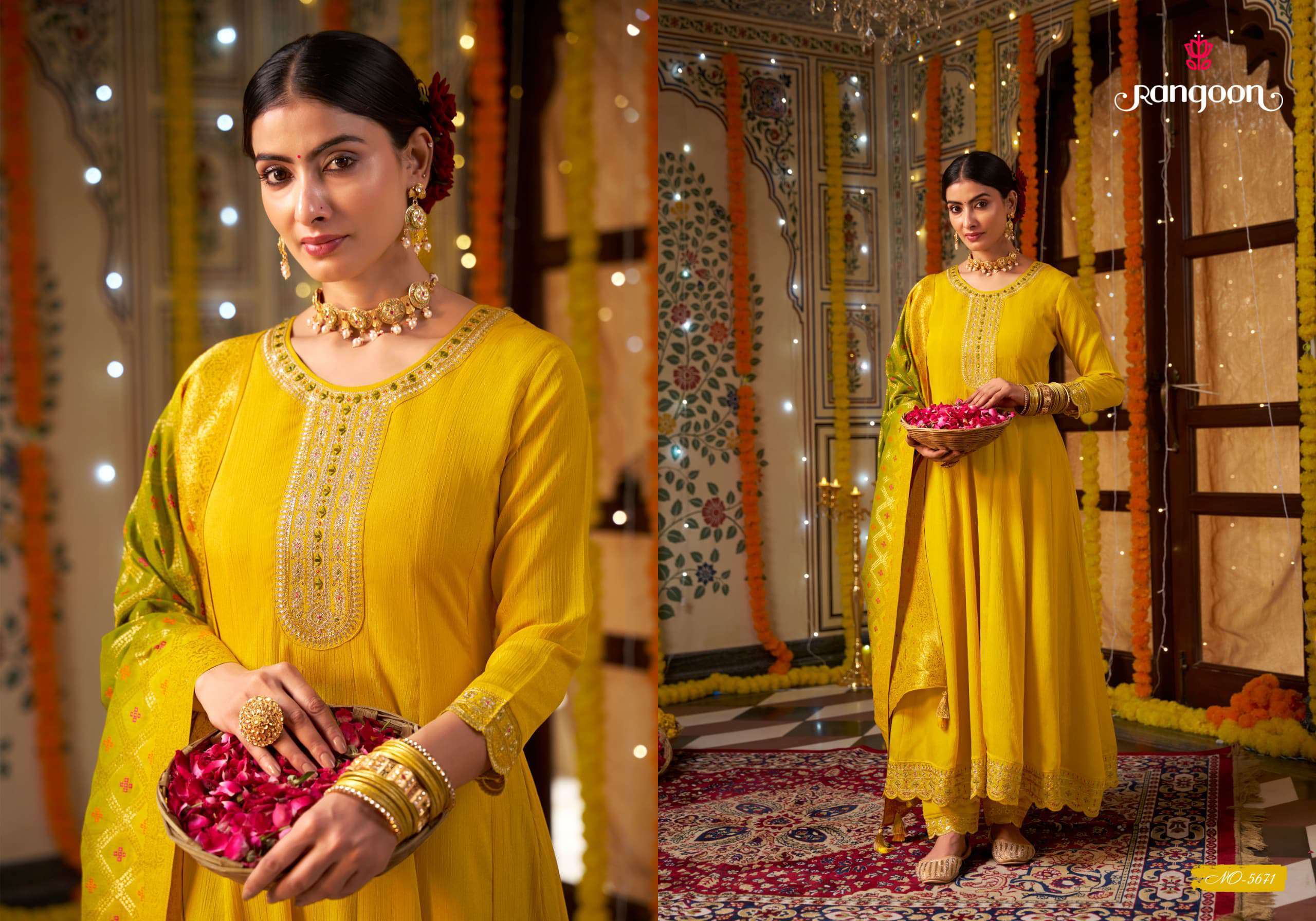Rangoon Marigold Stylish Anarkali Pattern Suit Latest view 2