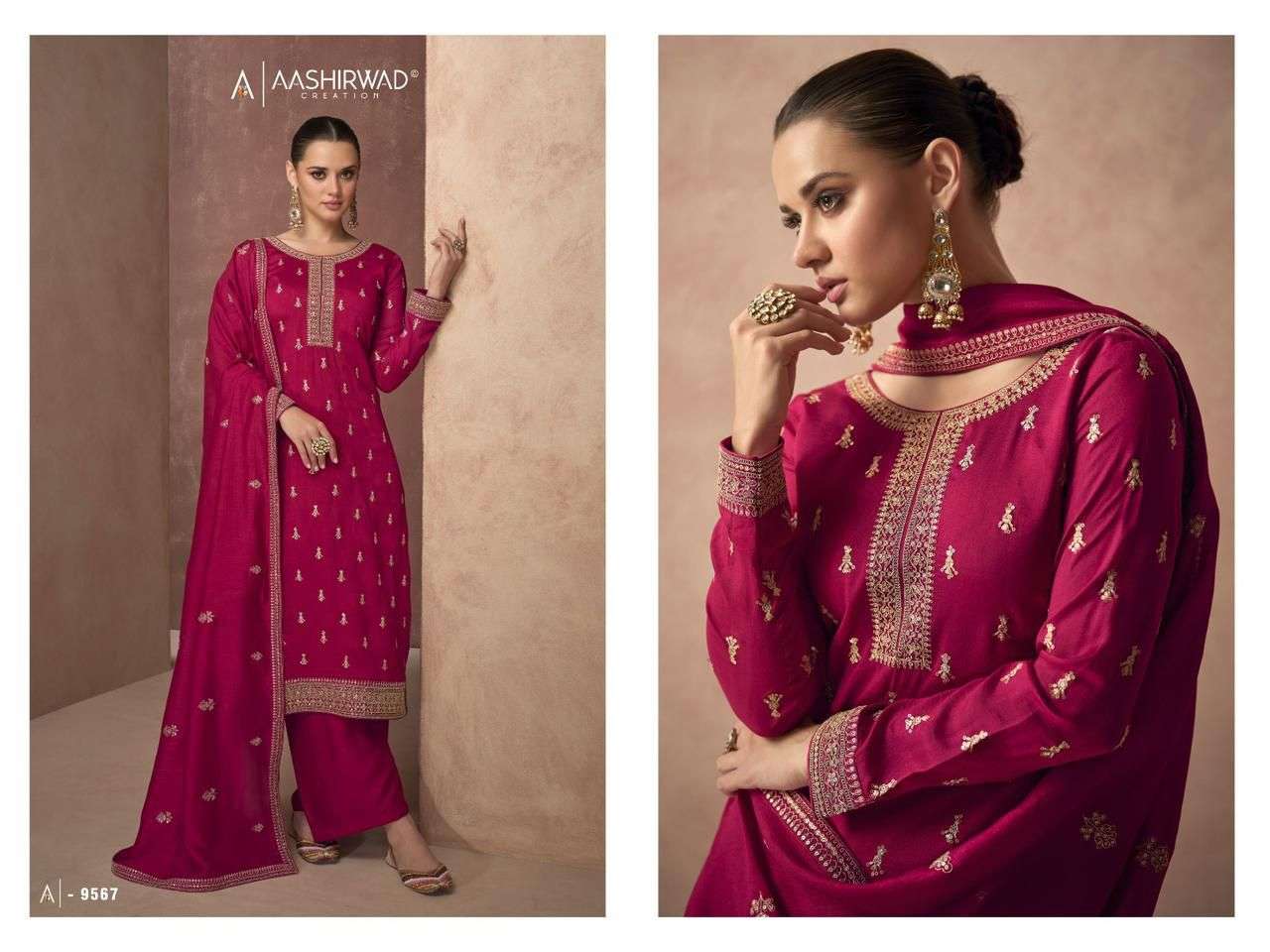 Aashirwad Gulkand Gulmohar Festive Wear Straight Designs Ladies Suit view 9
