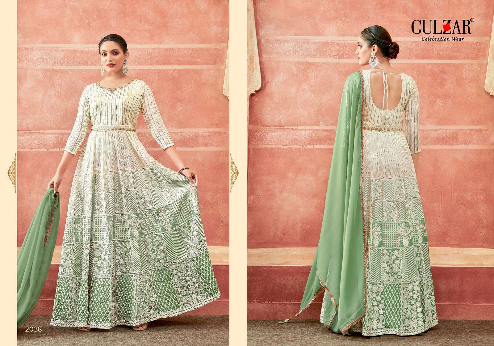 Gulzar Falguni 2035 To 2039 Traditional Wear Gown Dupatta Set Latest Collection view 7