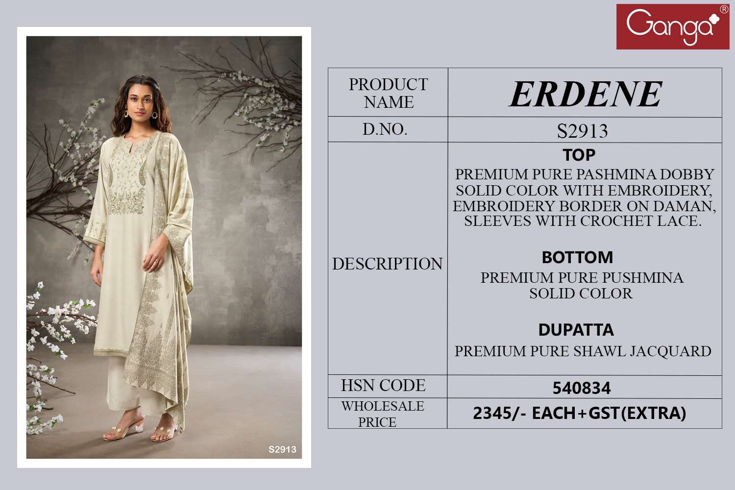 Ganga Fashion Erdene 2913 Exclusive Pashmina Suit Winter Collection view 4