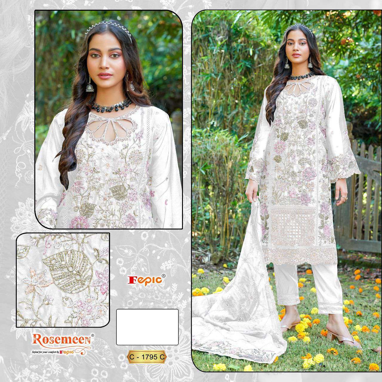 Fepic C 1795 Colors Latest Designs Pakistani Organza Suit Wholesalers view 2