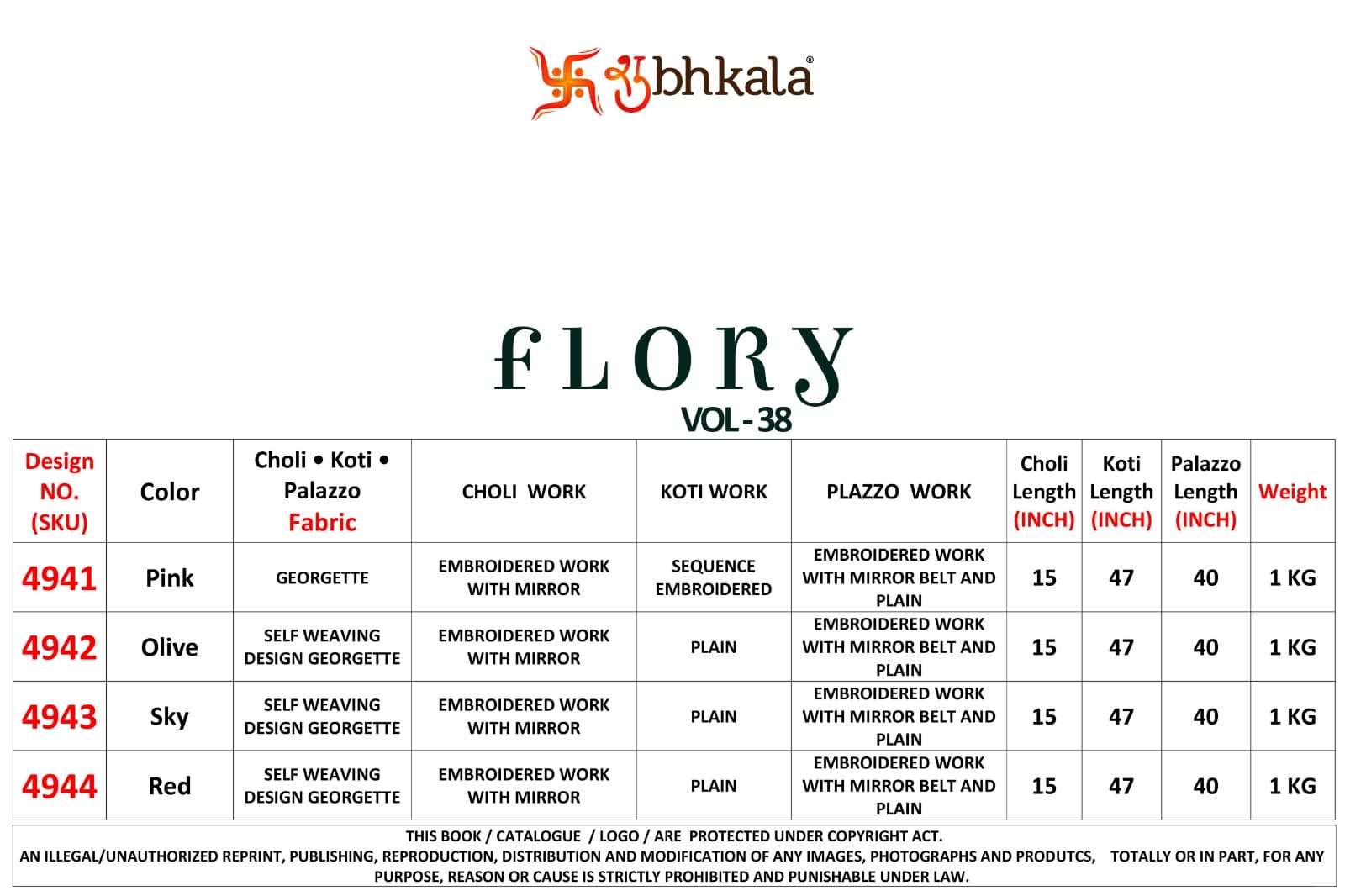 Shubhkala Flory Vol 38 Latest Designer 3 Piece Party Wear Collection view 11