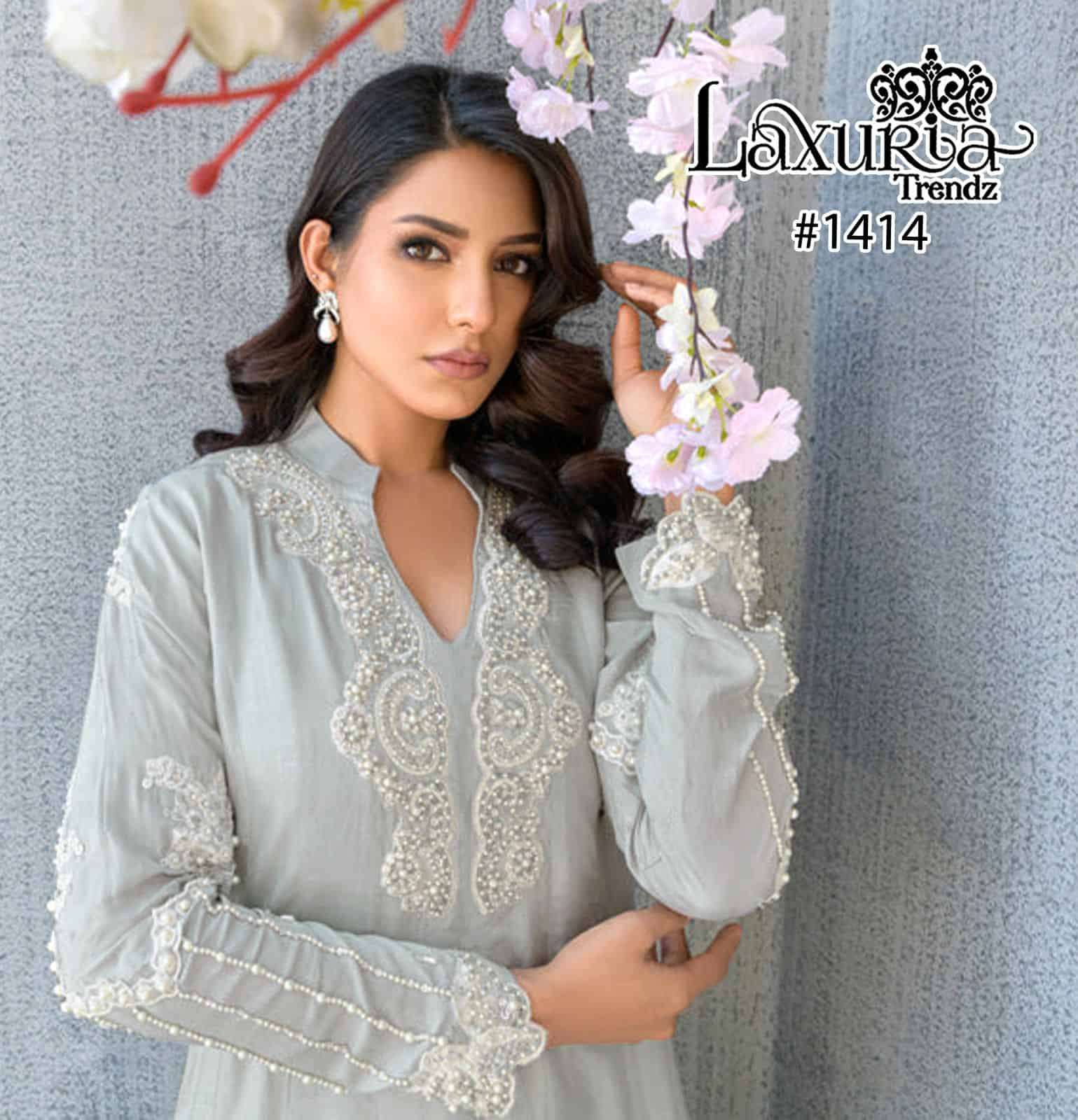 Laxuria Trends 1414 Latest Fancy Embroidered Designer Kurti Bottom Duptta Set Exporter view 5