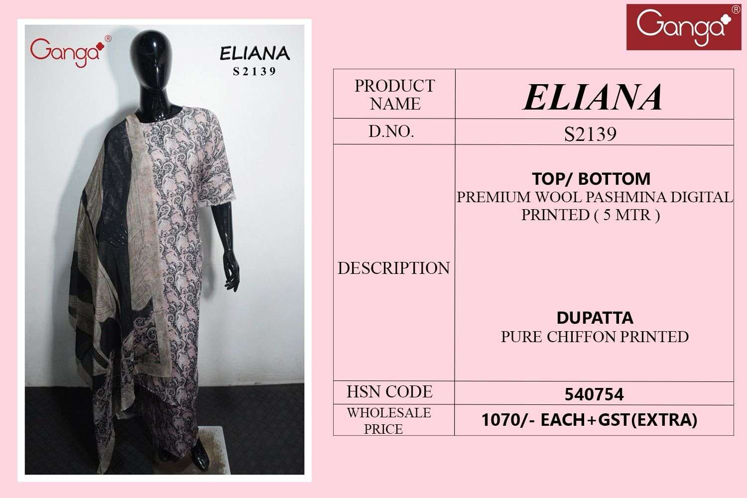 Ganga Eliana Digital Print Pashmina Branded Winter Suits view 13