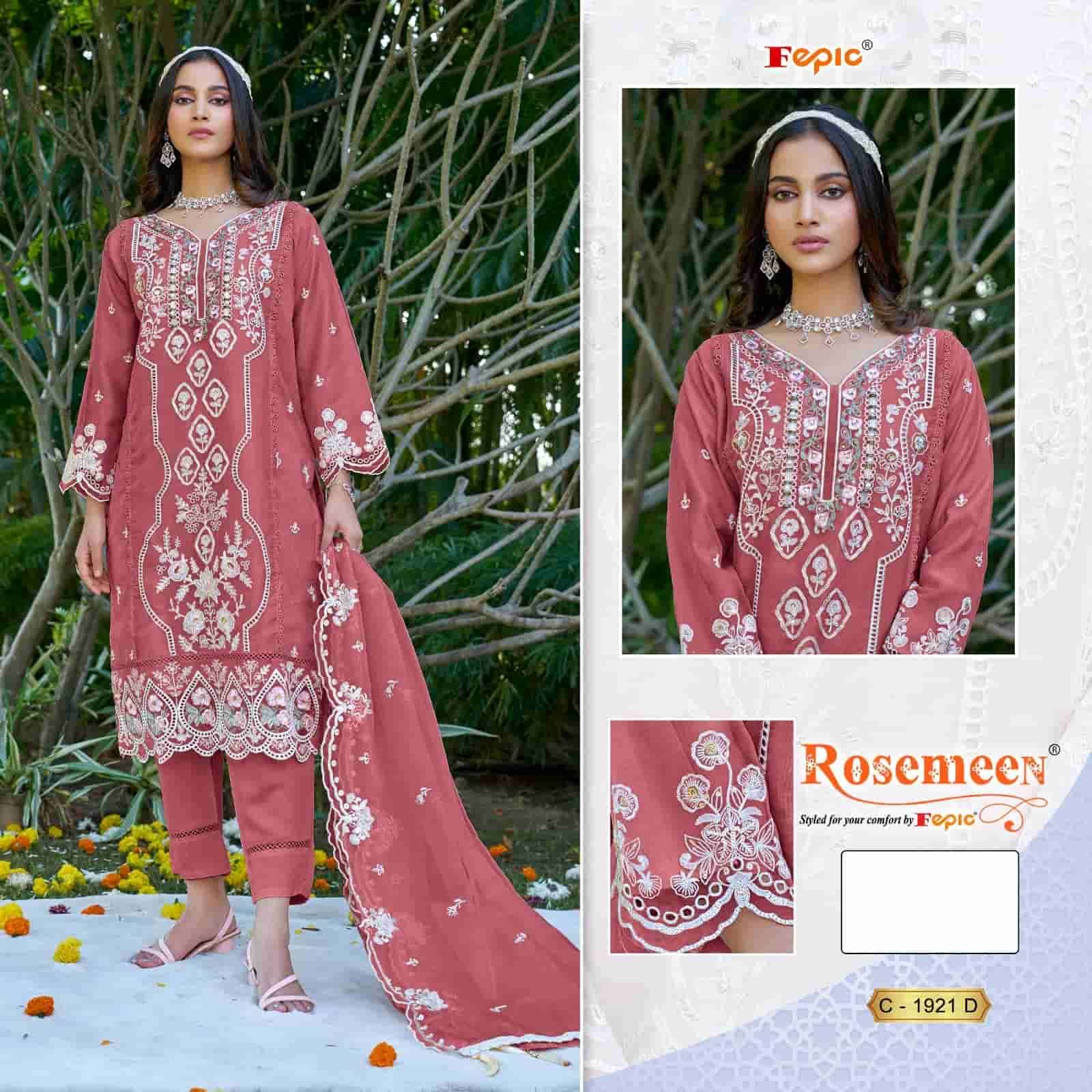 Fepic C 1921 Colors Pakistani Style Designer Organza Embroidered Suit Wholesalers view 4