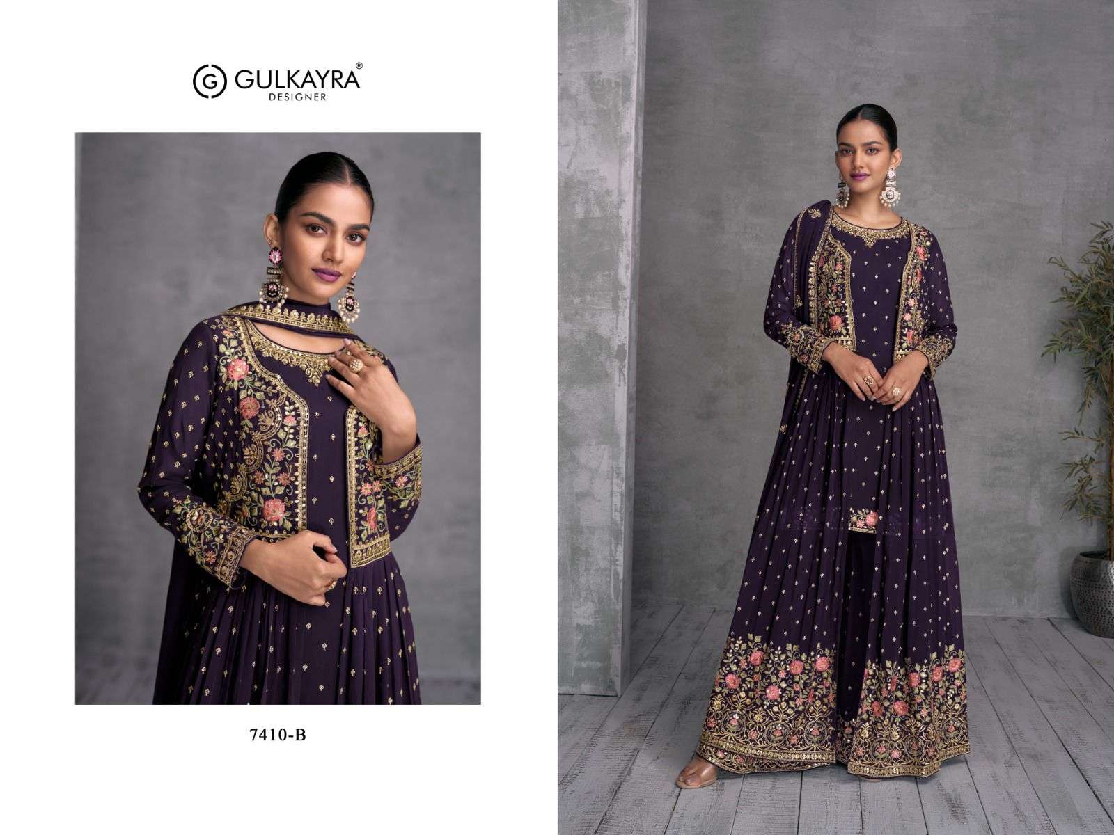 Gulkayra Zohana Georgette Shrug Style Dress view 6