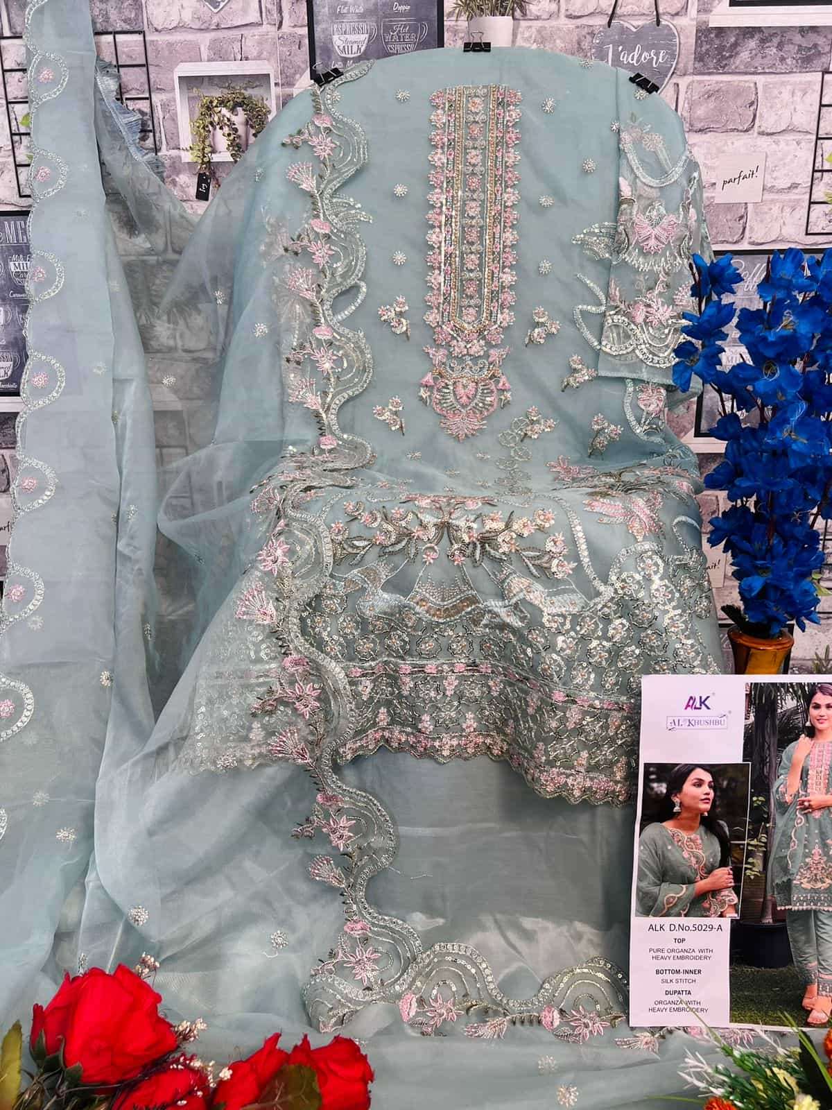Al Khushbu 5029 A Organza Latest Embroidered Salwar Kameez Exporter view 2