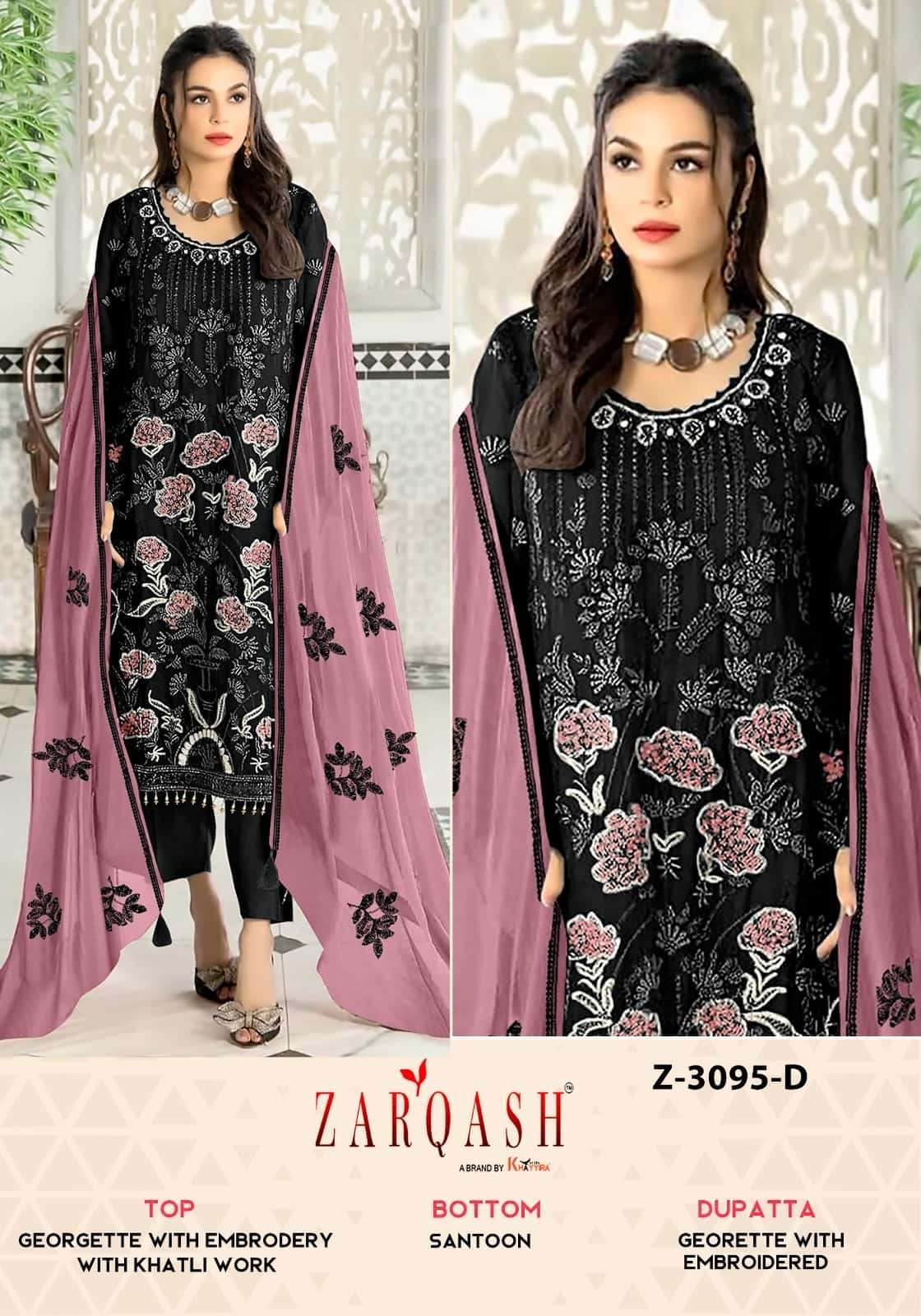 Zarqash Z 3095 Colors Pakistani Embroidered Designer Salwar Suit Wholesalers view 3