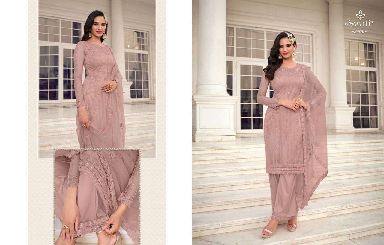 Swagat Swati 3401 to 3407 Designer party Wear Salwar kameez Collection view 5