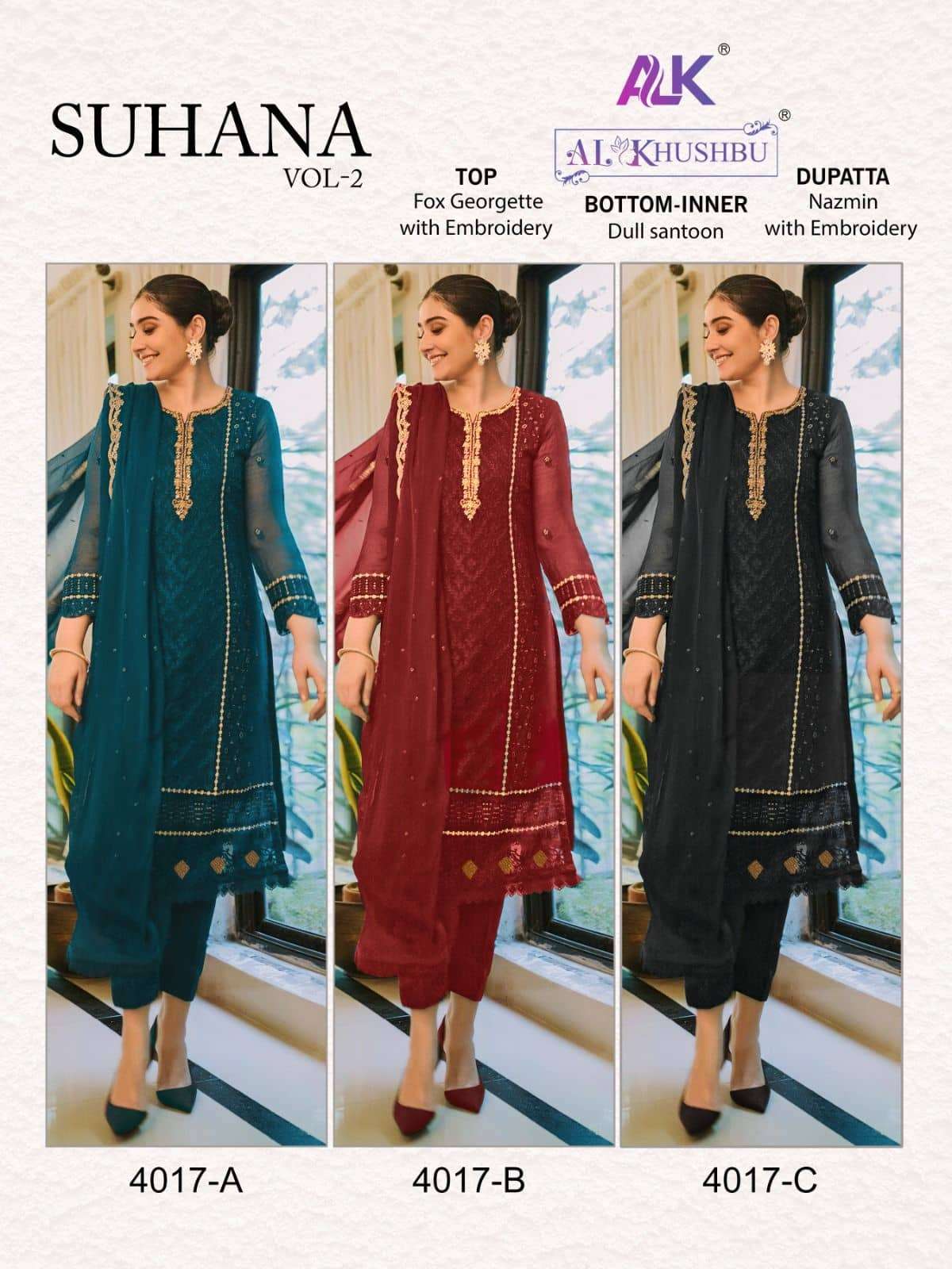 Al Khushbu Suhana Pakistani Georgette Suit view 11