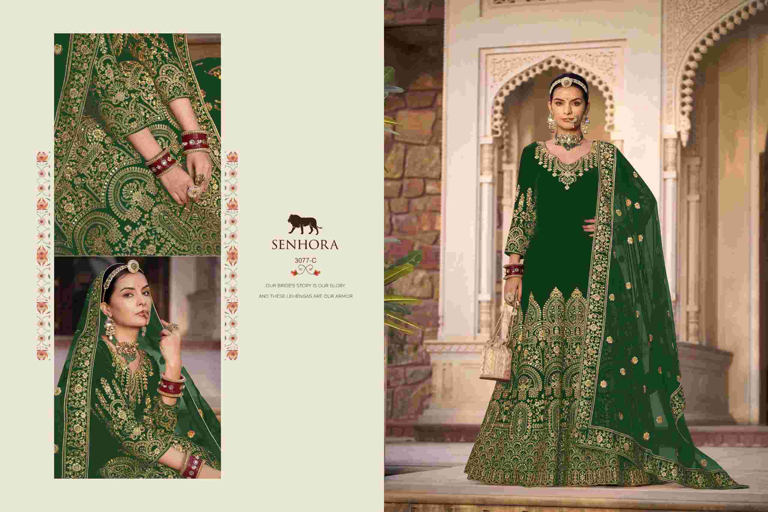 Senhora Riwayat Velvet Bridal Anarkali Gown view 12