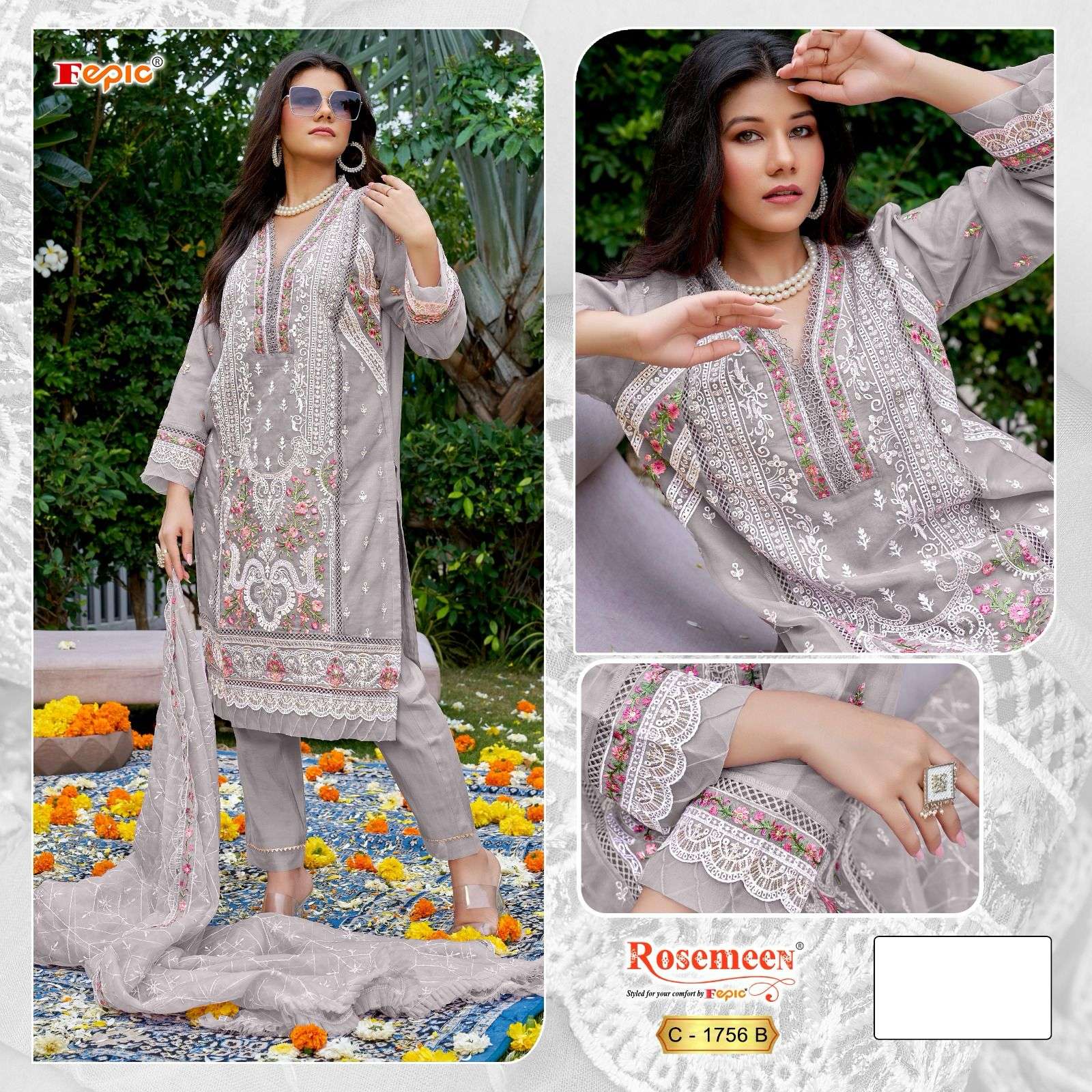 Fepic C 1756 Colors Heavy Embroidered Pakistani Suit Exporters view 3