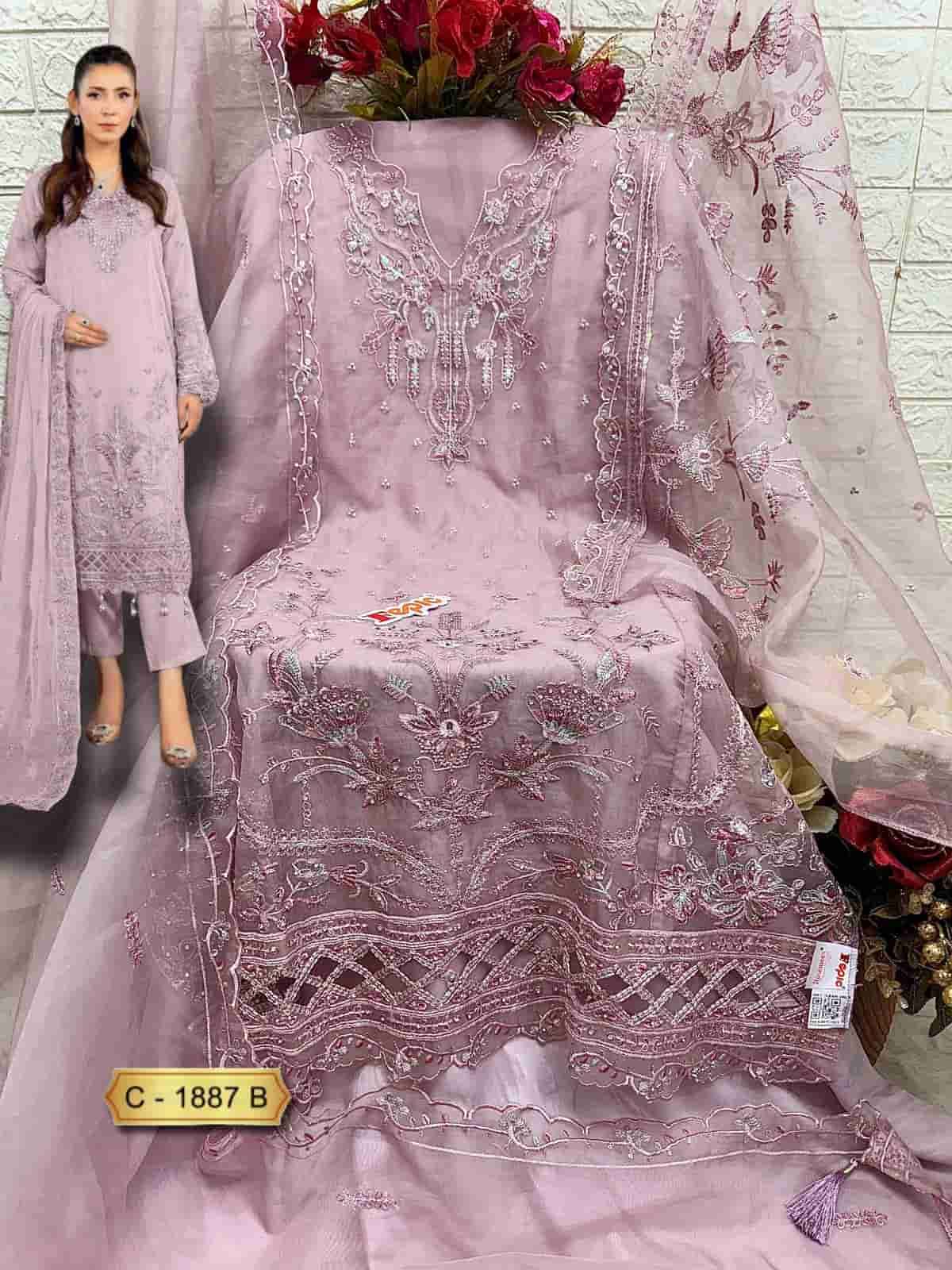 Fepic C 1887 B Embroidered Style Designer Pakistani Organza Suit Ensemble view 2