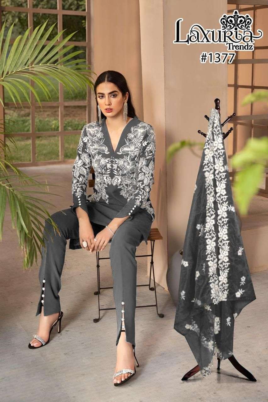 Laxuria Trends 1377 Latest Fancy Designer Ethnic Wear Kurti Bottom Dupatta Set Collection view 12