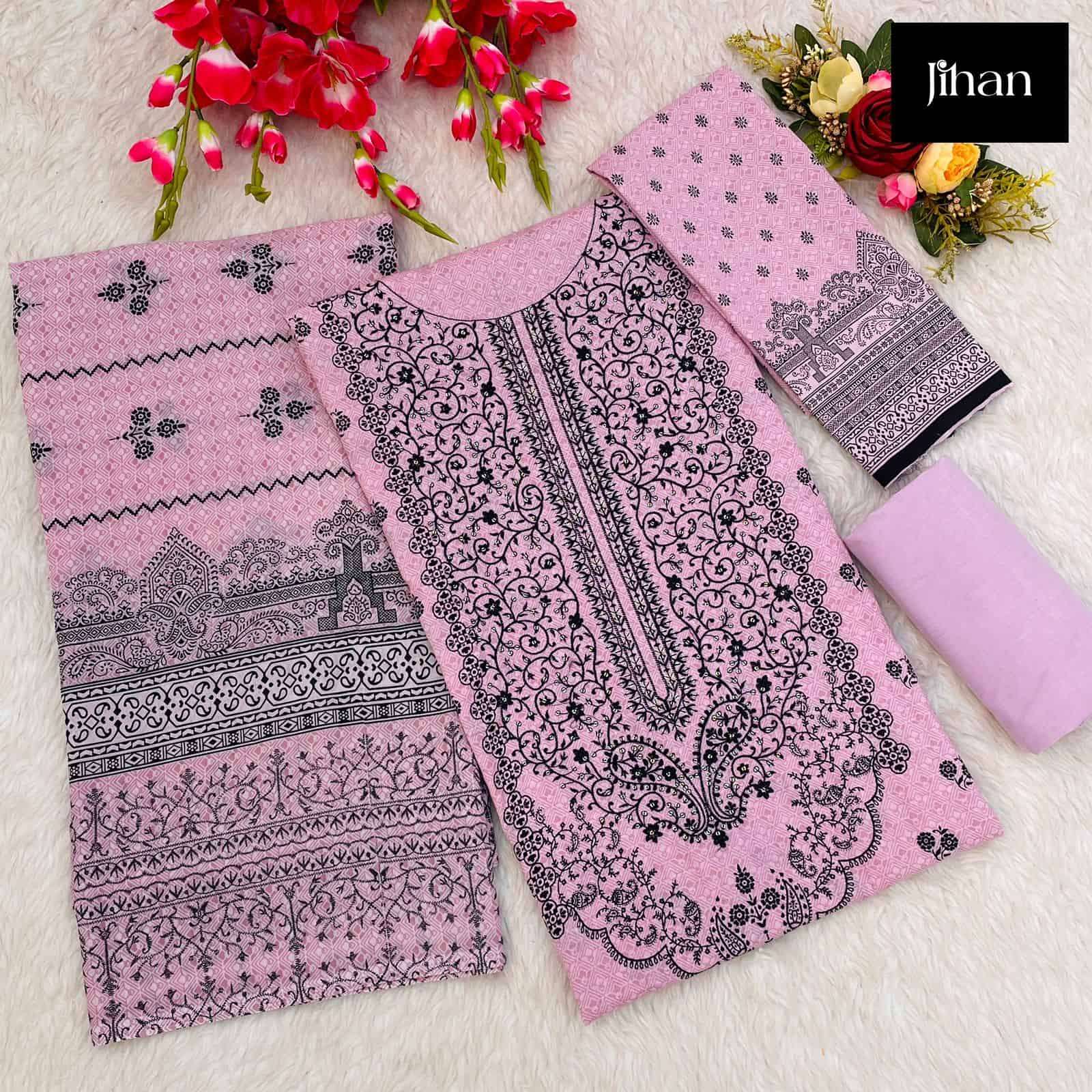 Jihan Bin Saeed Lawn Collection 3410 Colors Pakistani Cotton Suit Wholesalers view 7