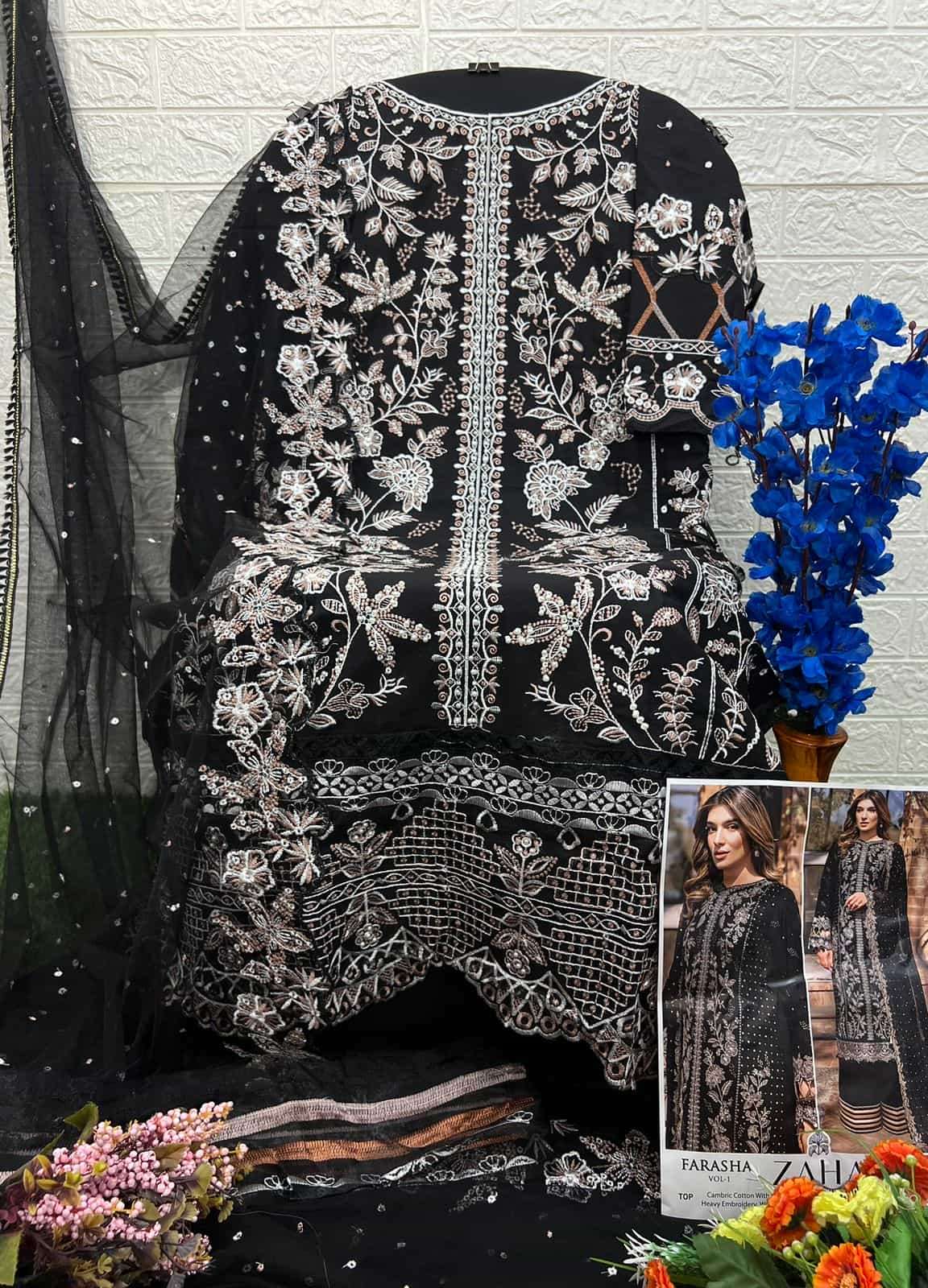 Zaha 10317 Exclusive Latest Designer Cotton Embroidered Dress Online view 2