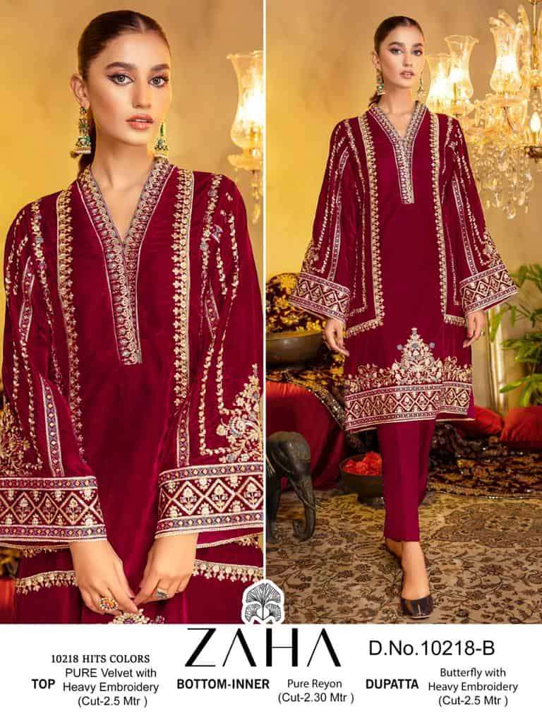 Zaha Aafiya Vol 2 10218 Hits Colors Pakistani Festive Wear Style Designer Suit Exporters view 2