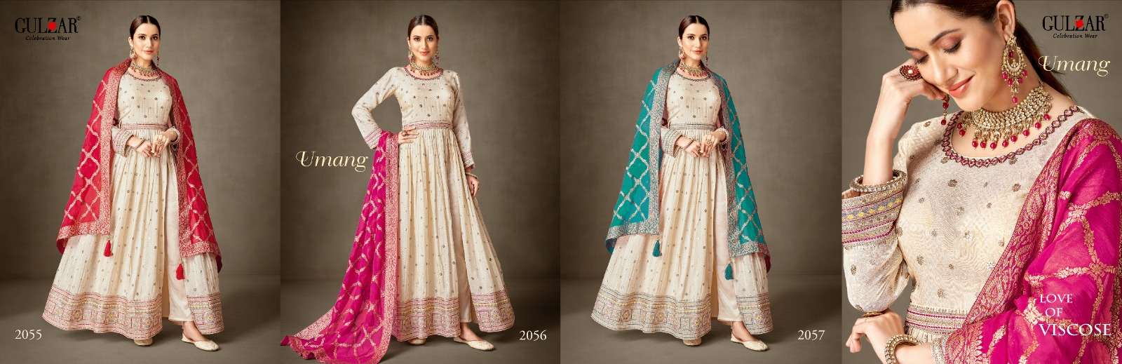 Gulzar Umang 2055 To 2057 Latest Designer 3 Piece Set Wedding Collection view 7