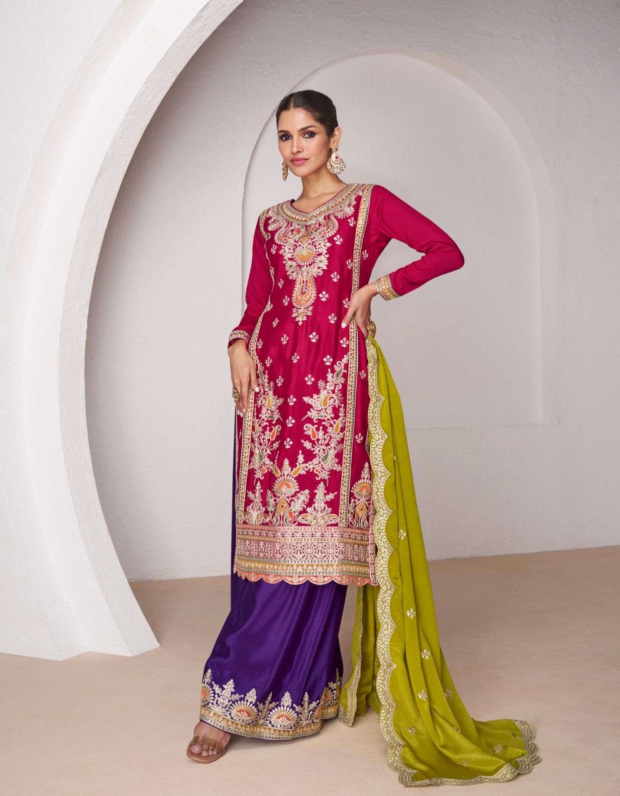Aashirwad Minali Designer Silk Palazzo Dress view 6