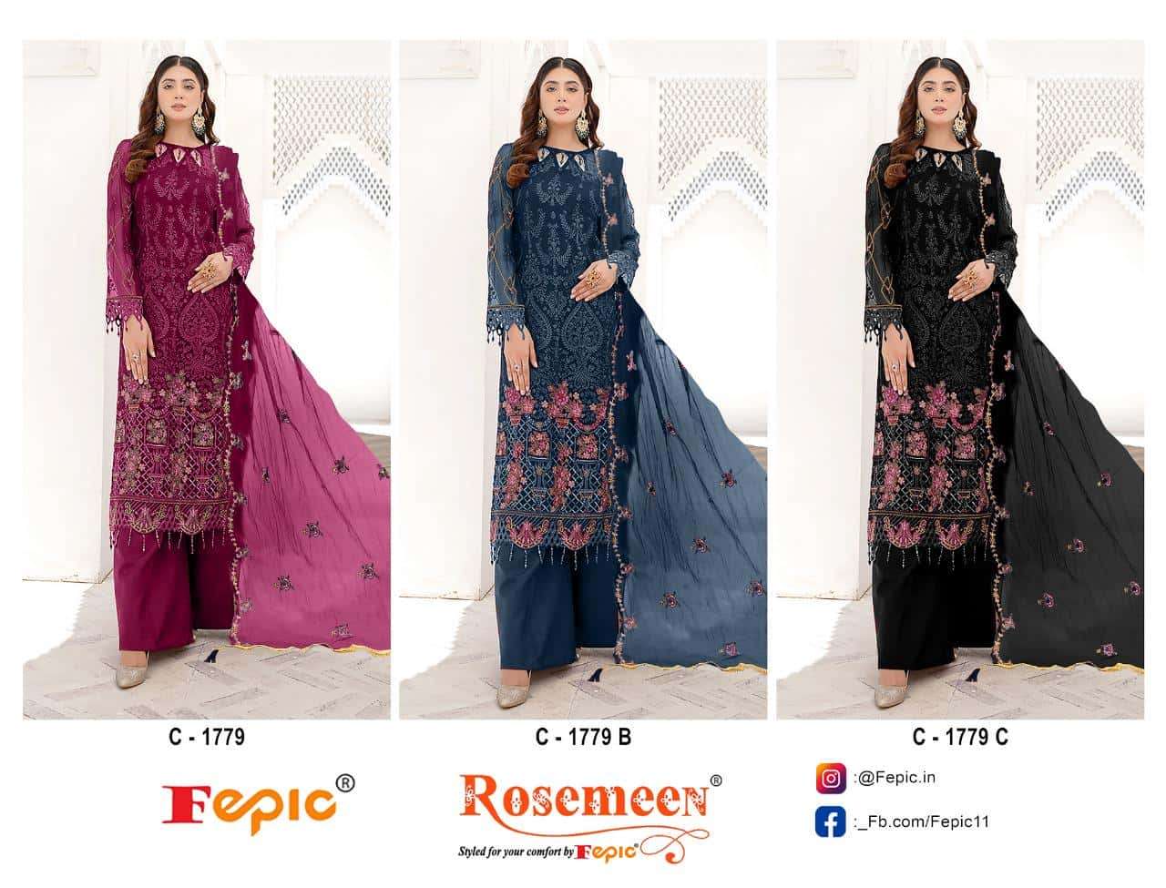 Fepic C 1779 Colors Pakistani Designer Georgette Salwar Suit Wholesalers view 4