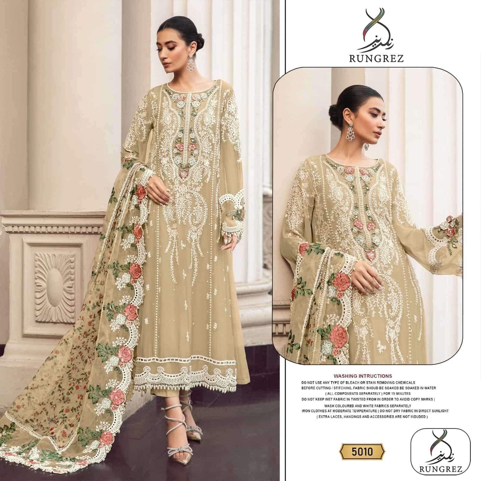 Rungrez 5010 Pakistani Style Designer Embroidered Salwar Kameez Exporter