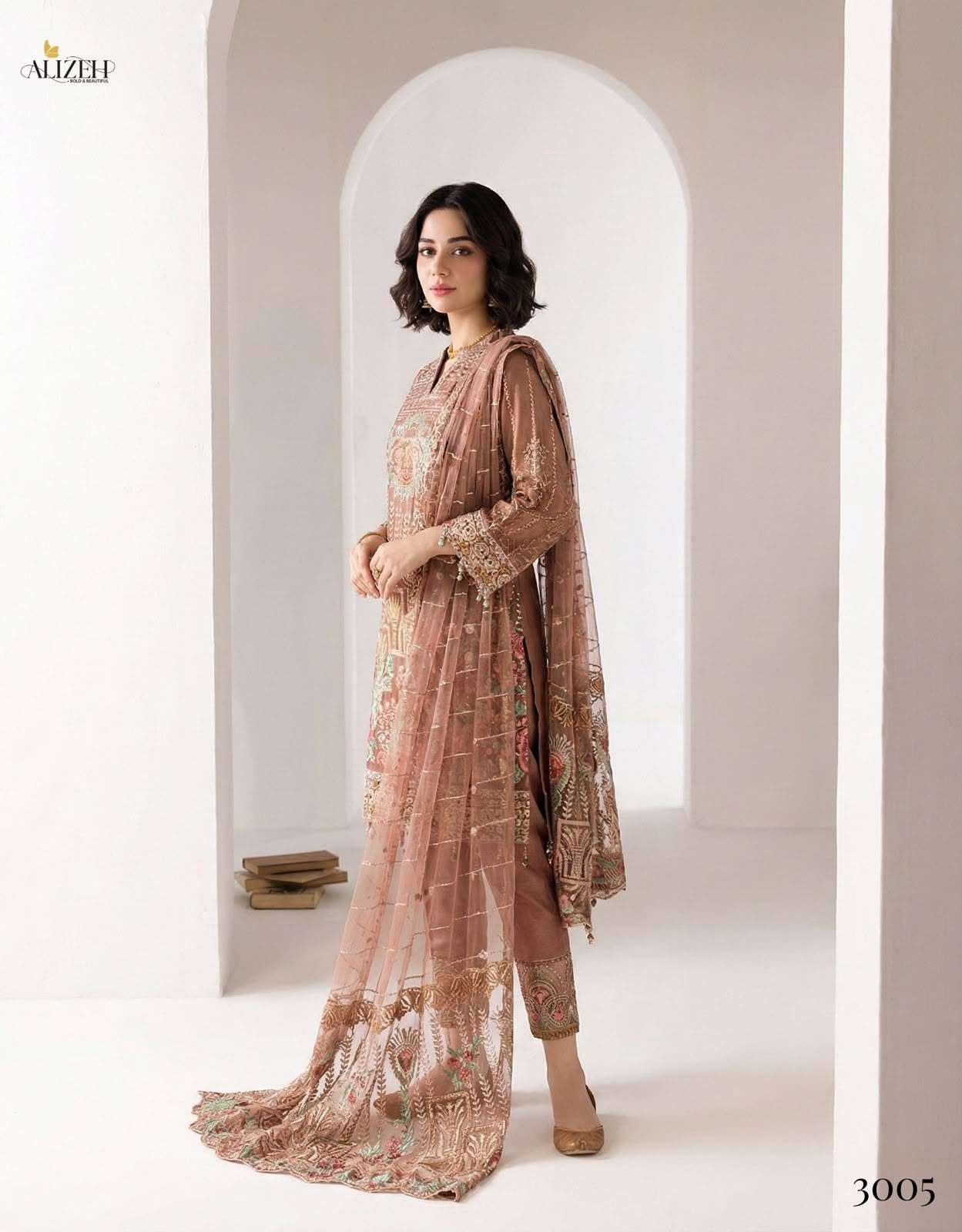 Alizeh 3005 Designer Readymade 3 Pec Suit Wedding Collection view 3