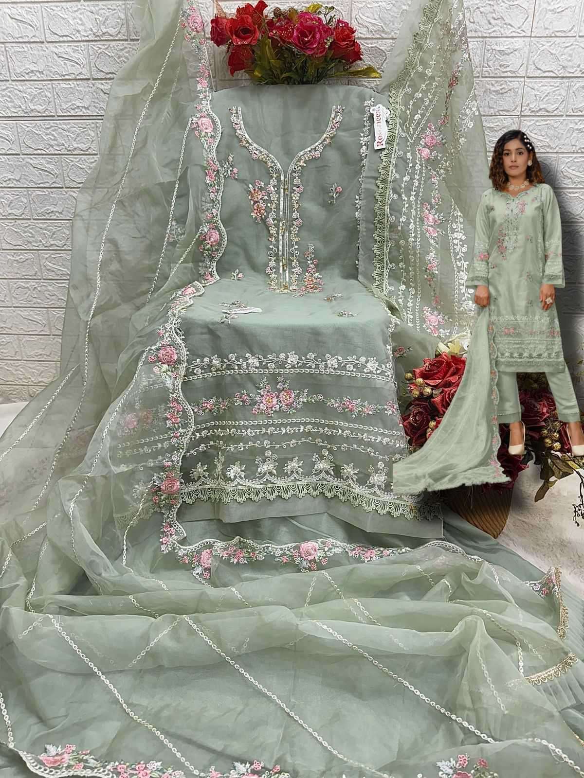 Fepic Rosemeen Organza Pakistani Unstitch Suit view 8