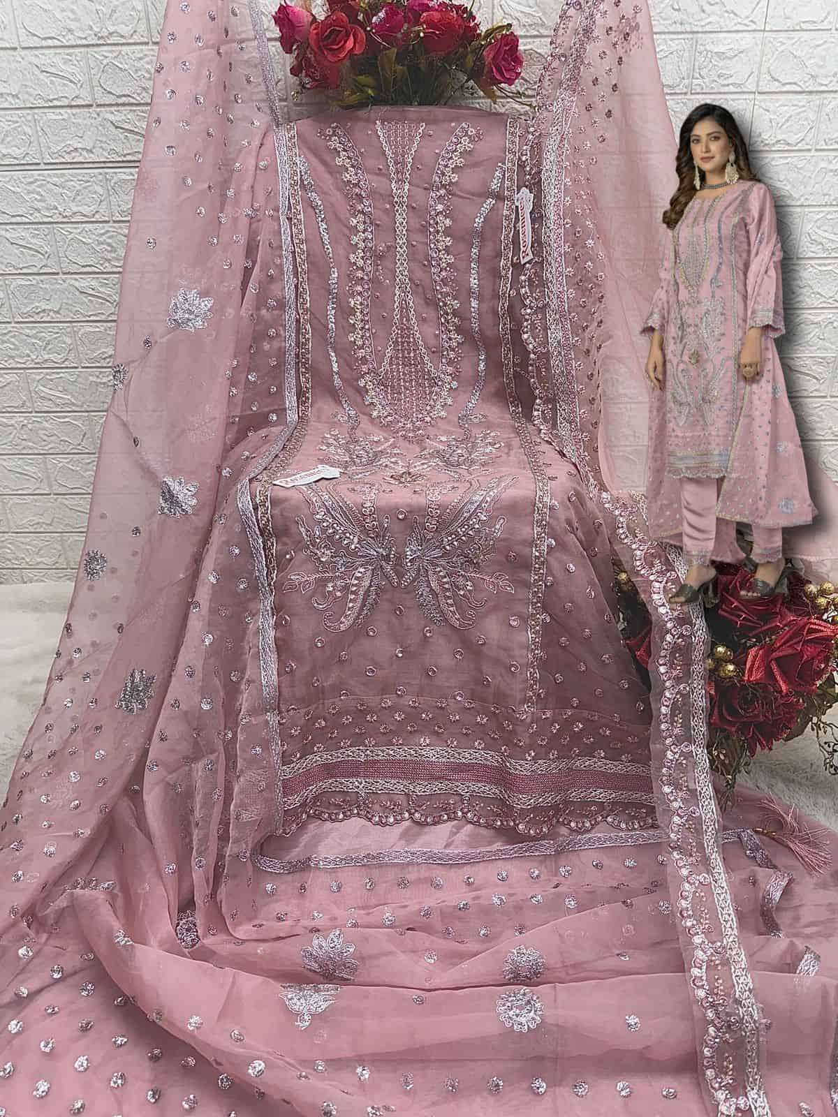 Fepic C 1797 Pakistani Style Designer Embroidered Organza Suit Exporter view 2