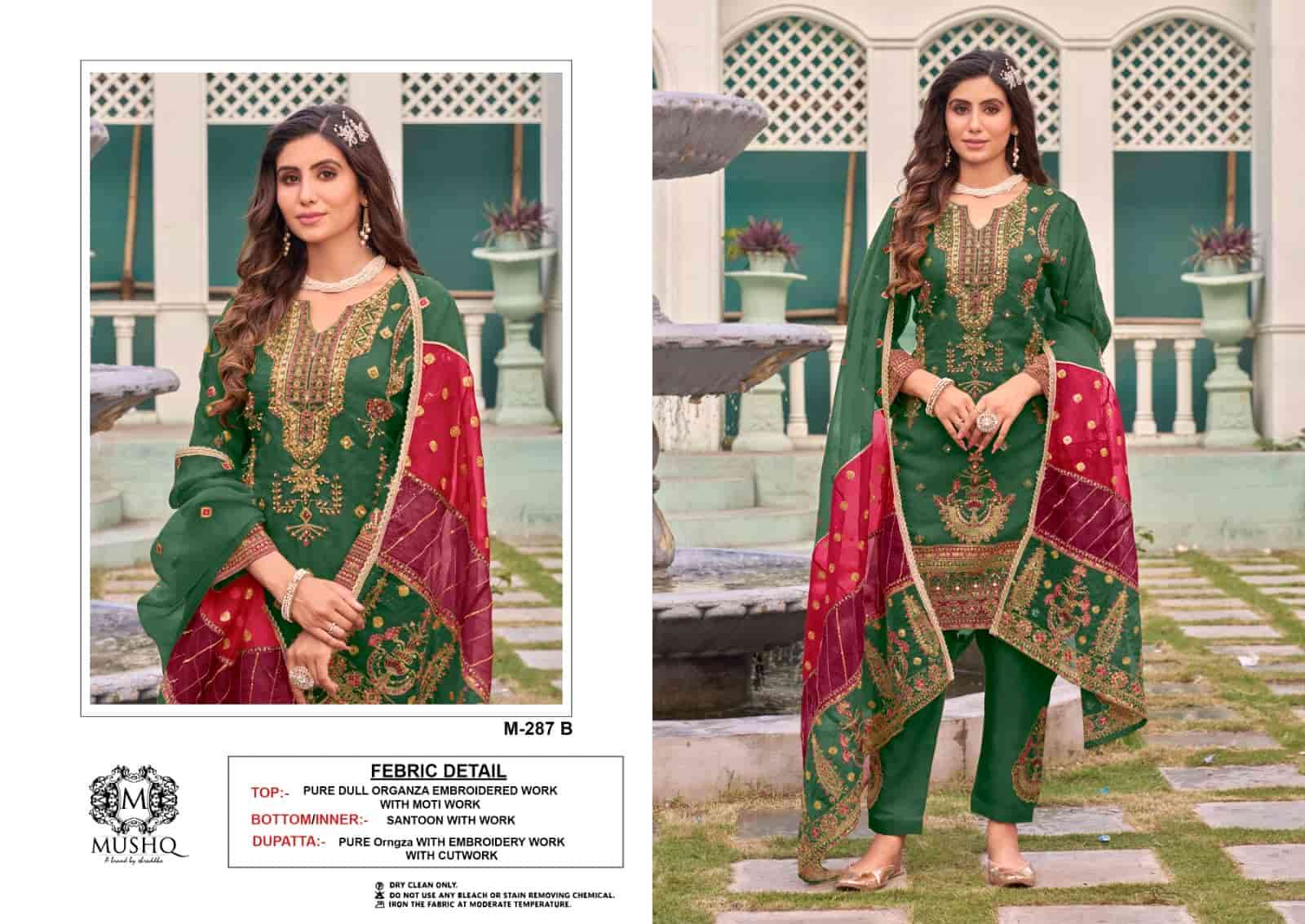 Mushq M 287 Colors Pakistani Festive Wear style Embroidered Designs Suit Exporters view 2