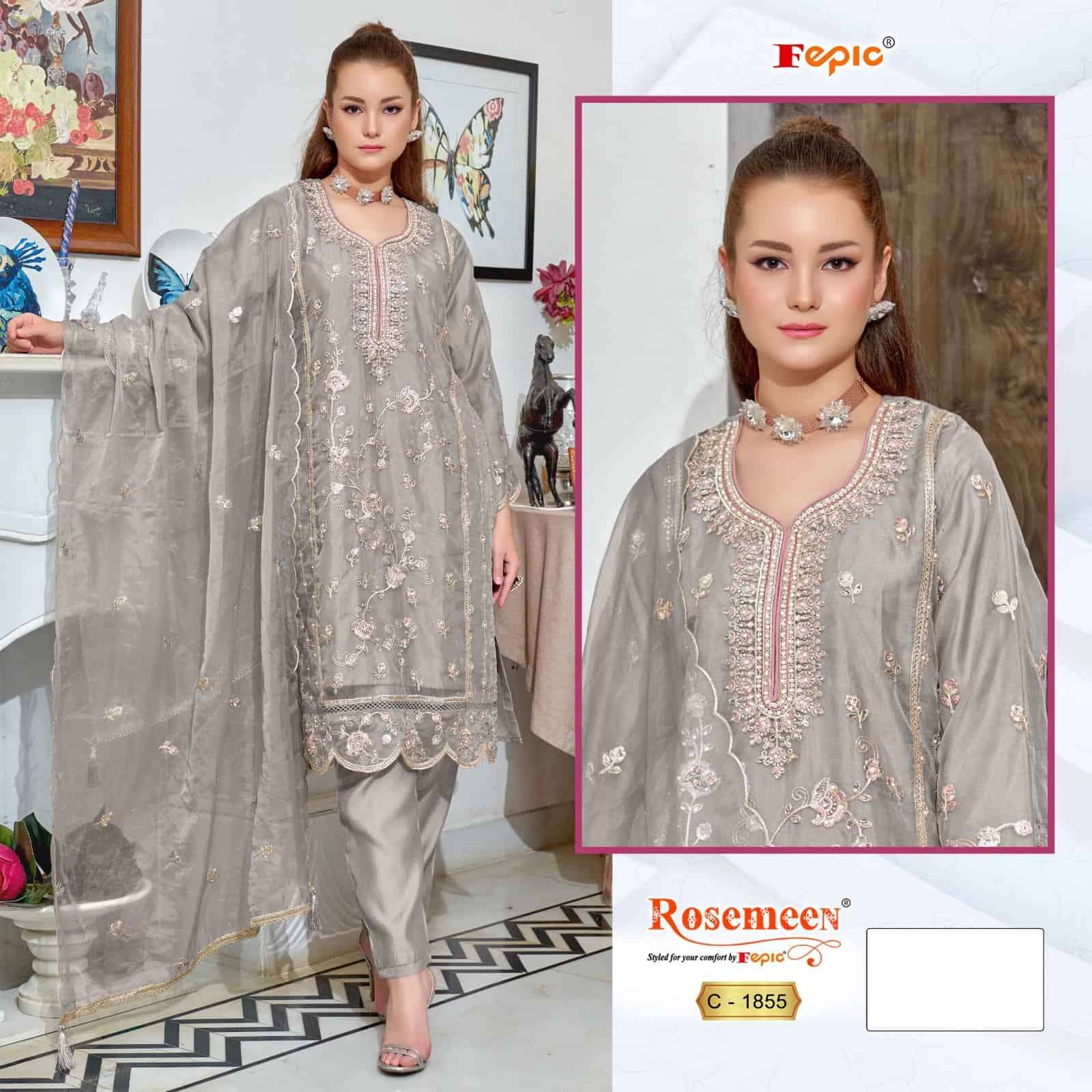 Fepic C 1855 Colors Pakistani Style Designer Embroidered Suit Wholesalers view 4