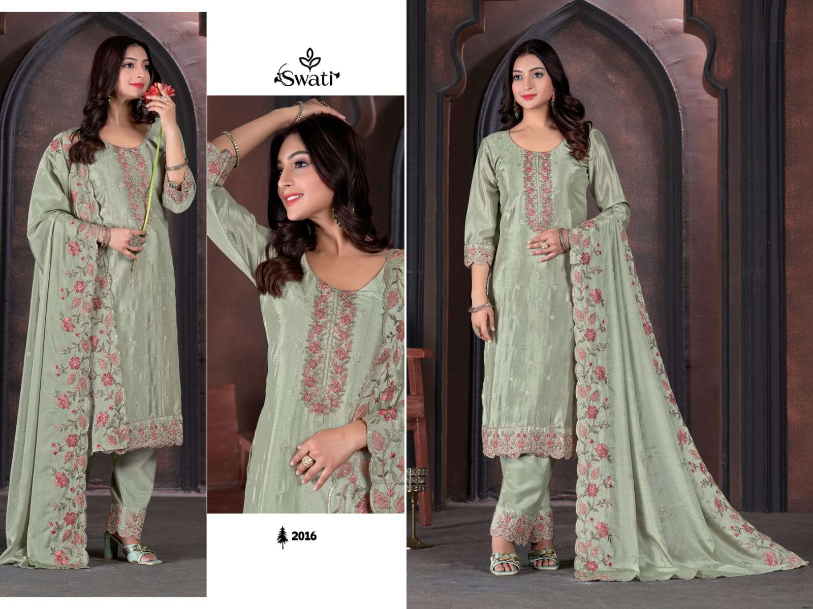 Swagat Swati 2016 To 2020 Festive Wear Chinon Suit New Collection view 5