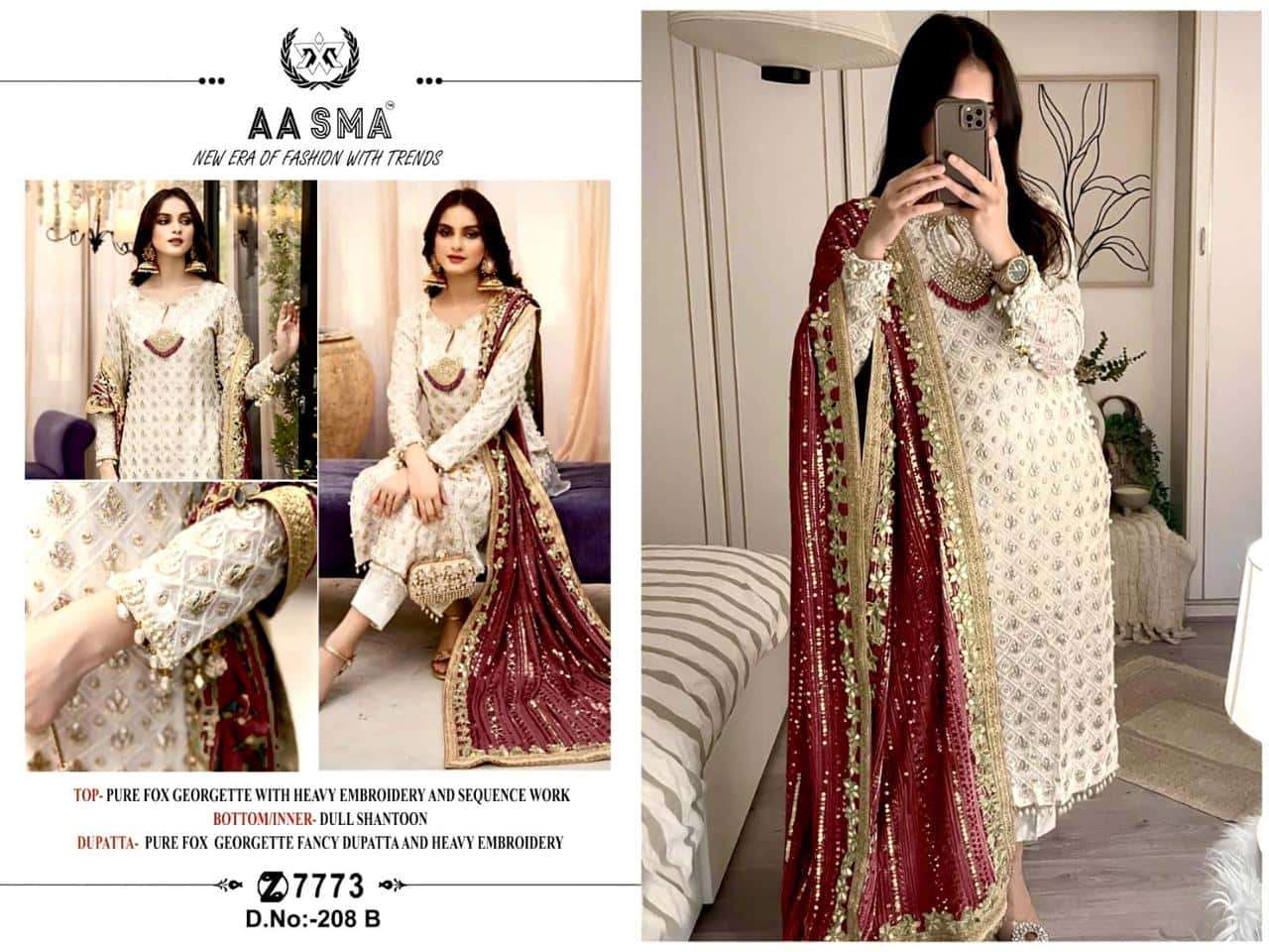 Aasma 208 B Designer Georgette Festive Wear Dress Collection