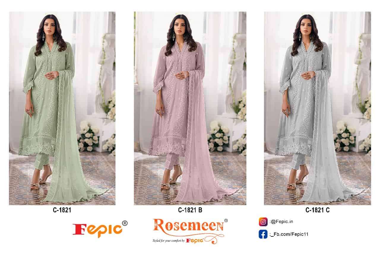 Fepic C 1821 Colors Pakistani Style Designer Georgette Suit Wholesalers view 4