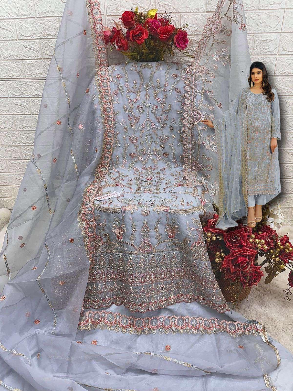 Fepic C 1802 Colors Pakistani Organza Partywear Designs Suit Wholesalers view 6