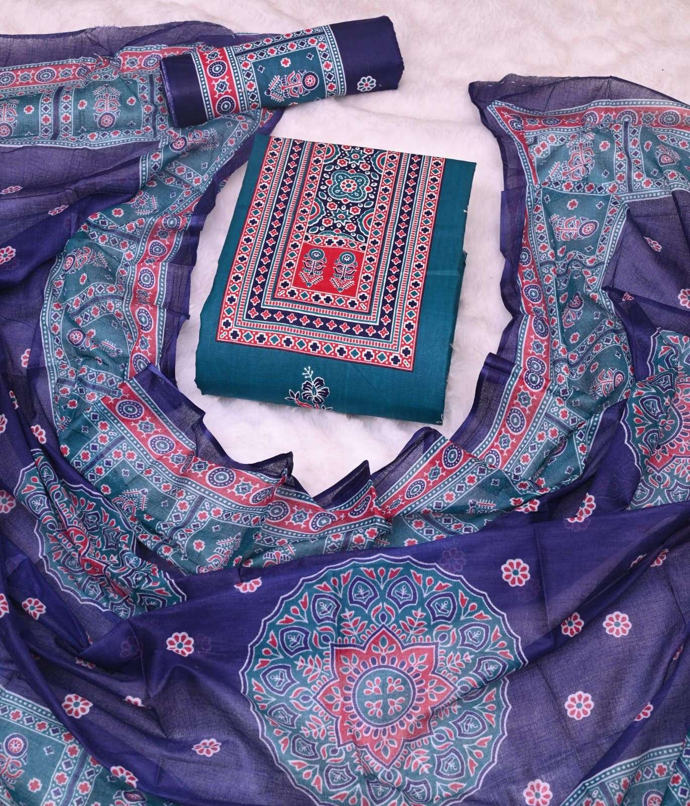 Js Priya Ajrakh Pehnava Vol 4 Premium Wear Cotton Dress Material view 22