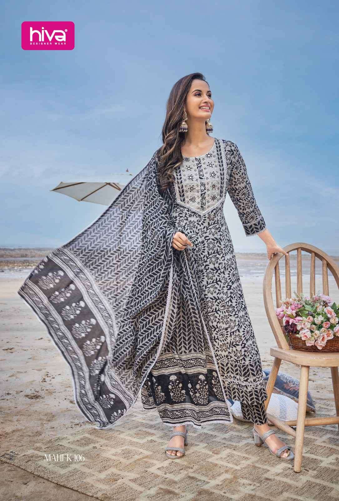 Hiva Mahek Pure Cotton Exclusive Anarkali Style Dress Combo Designs view 12