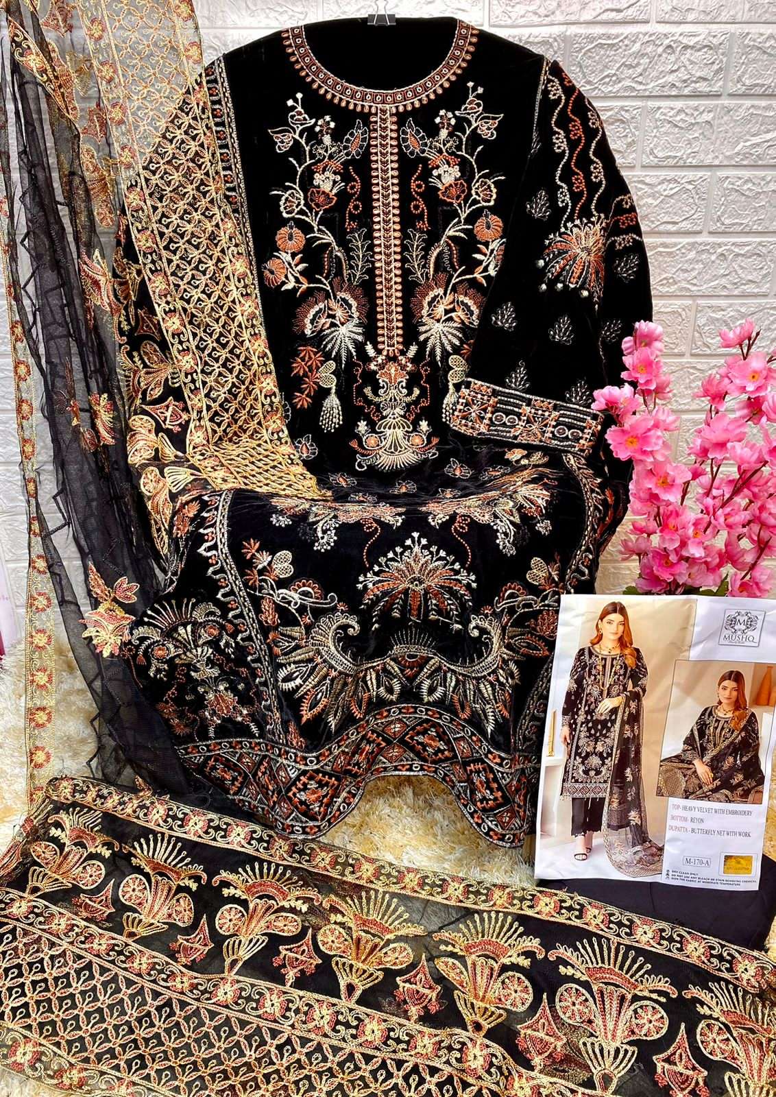 Mushq M 170 Colors Velvet Pakistani Suit Collection view 2