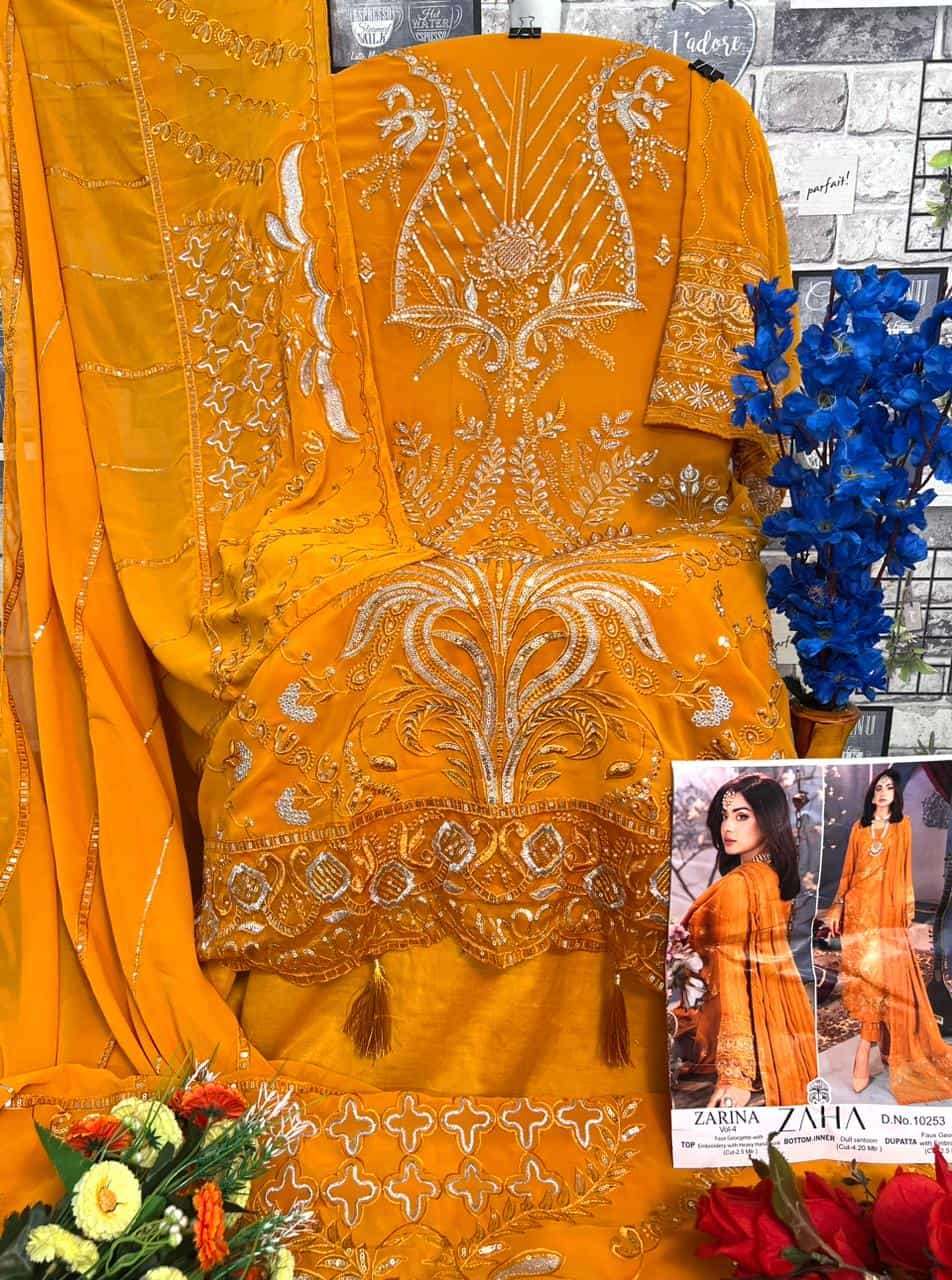 Zaha Zarina Vol-4 Embroidered Georgette Suit view 2