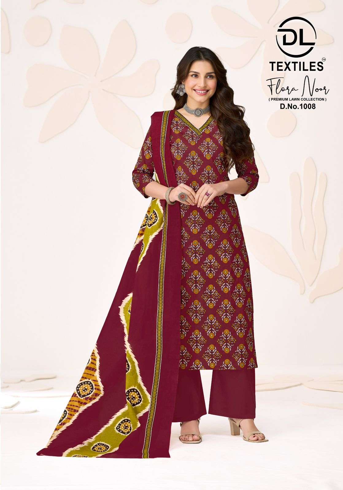 Flora Noor Premium Lawn Cotton Unstitched Suit view 3